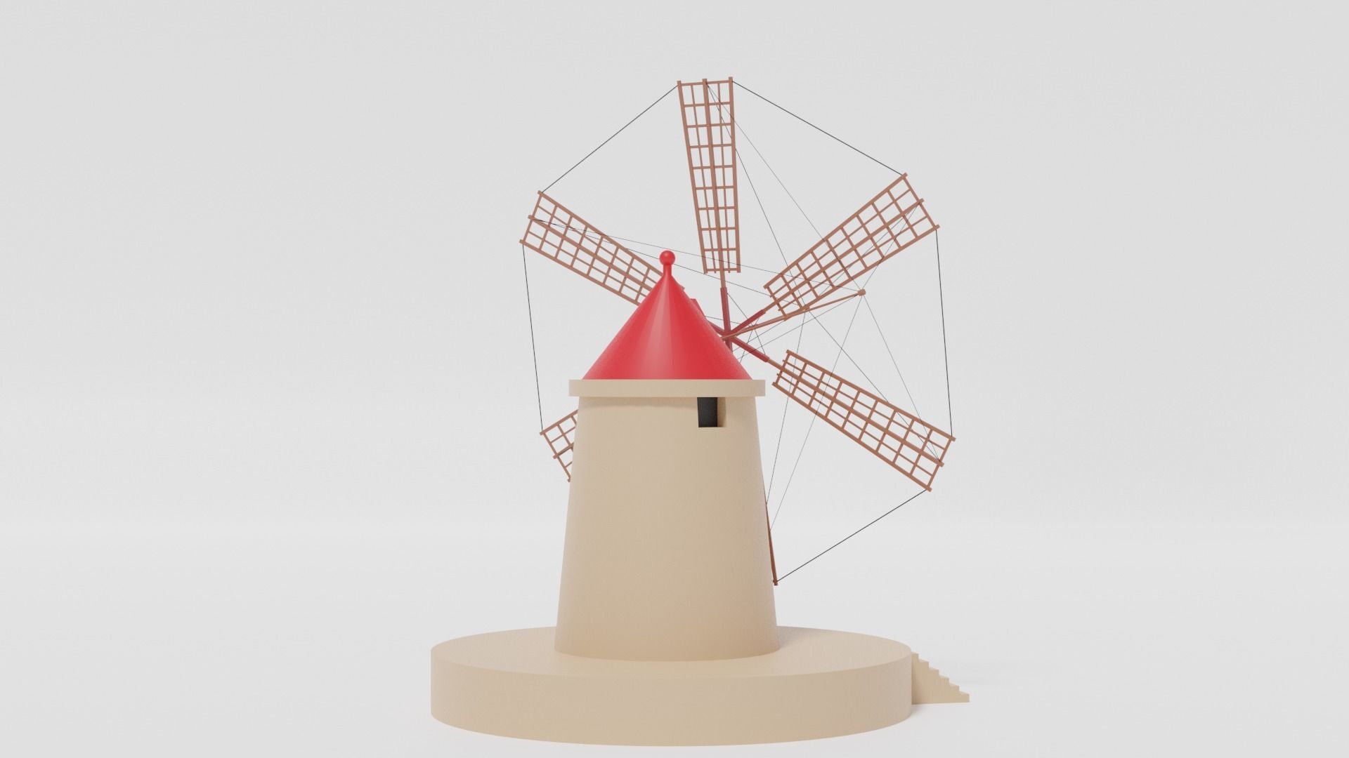 Cartoon Italian Sicilian Windmill 3D model_9