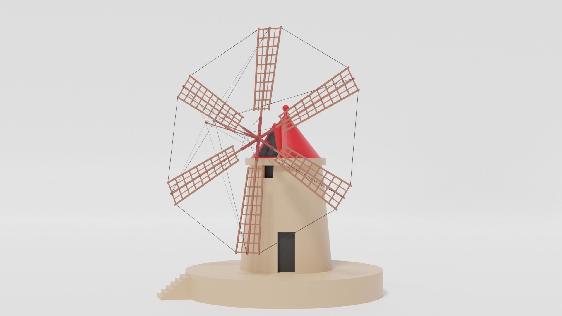 Cartoon Italian Sicilian Windmill 3D model_15