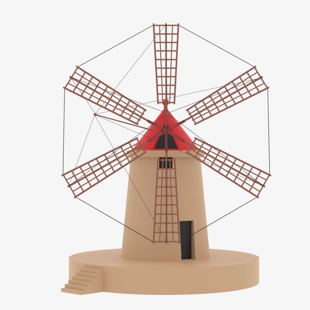 Cartoon Italian Sicilian Windmill 3D model_30