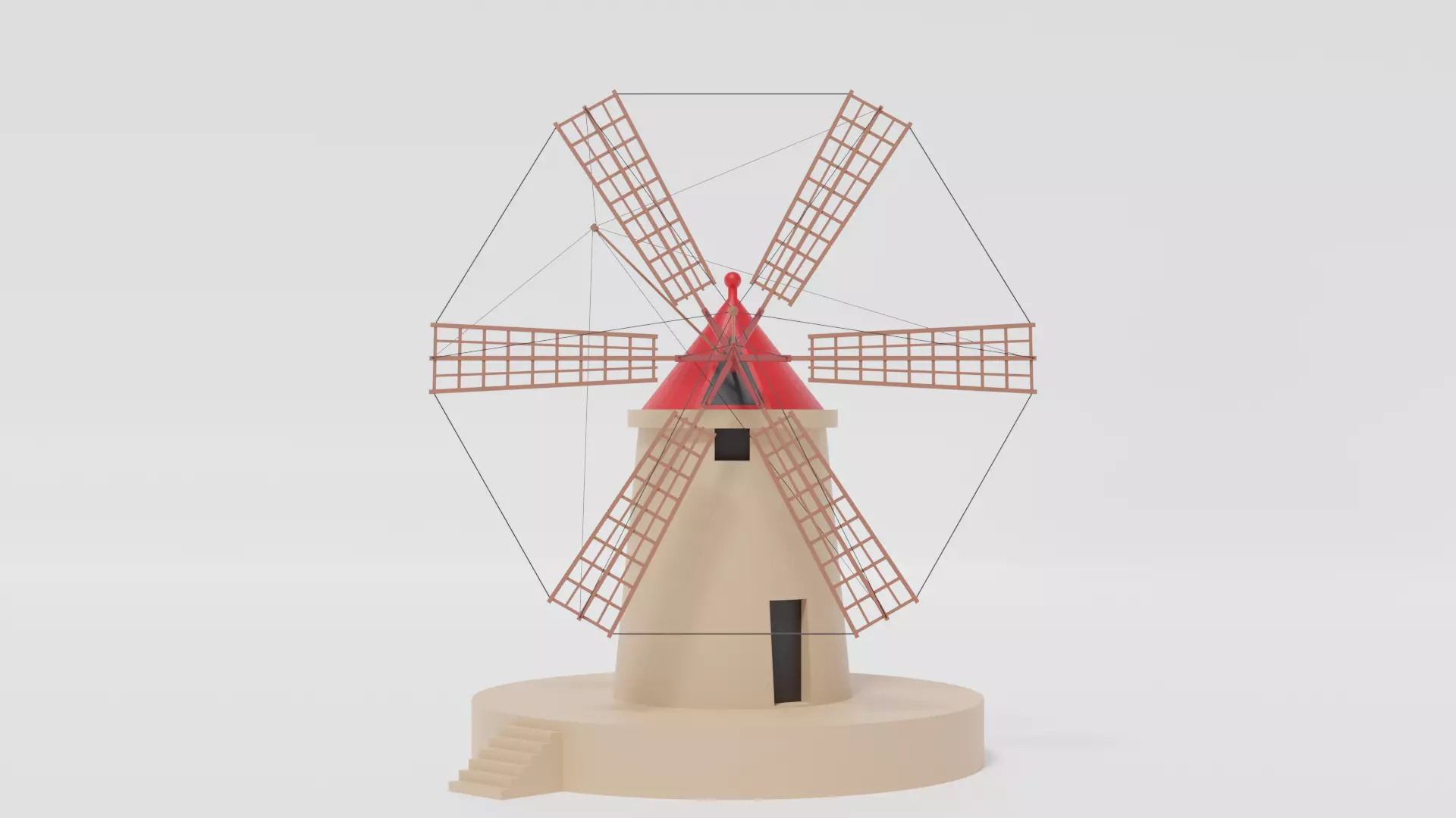 Cartoon Italian Sicilian Windmill 3D model_0
