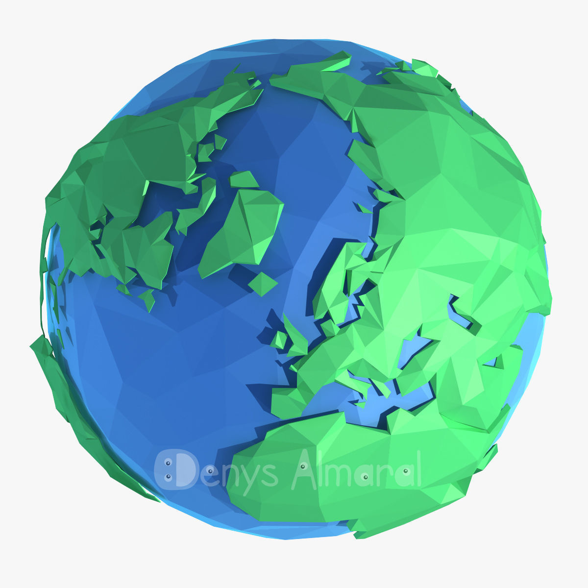 Planet Earth Low Poly Art Style  Low-poly 3D model_9