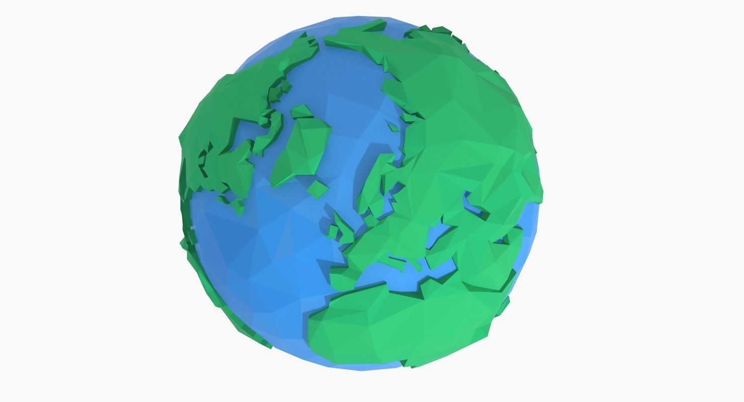 Planet Earth Low Poly Art Style  Low-poly 3D model_4