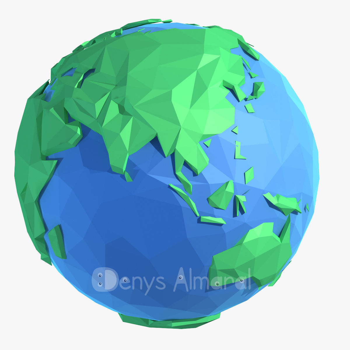 Planet Earth Low Poly Art Style  Low-poly 3D model_8