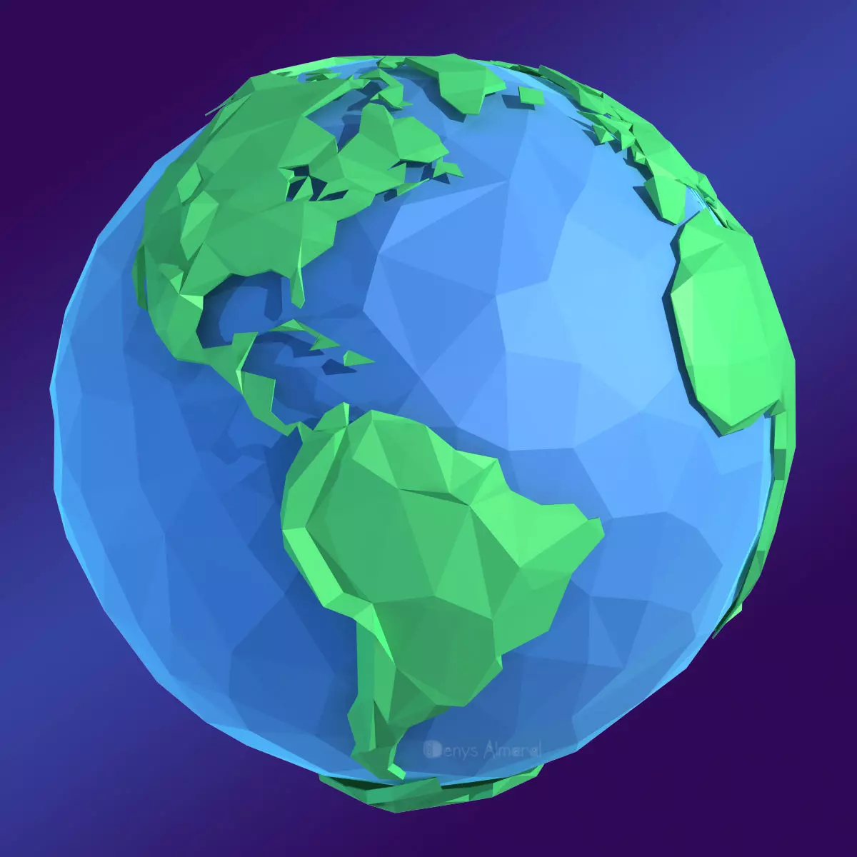 Planet Earth Low Poly Art Style  Low-poly 3D model_0