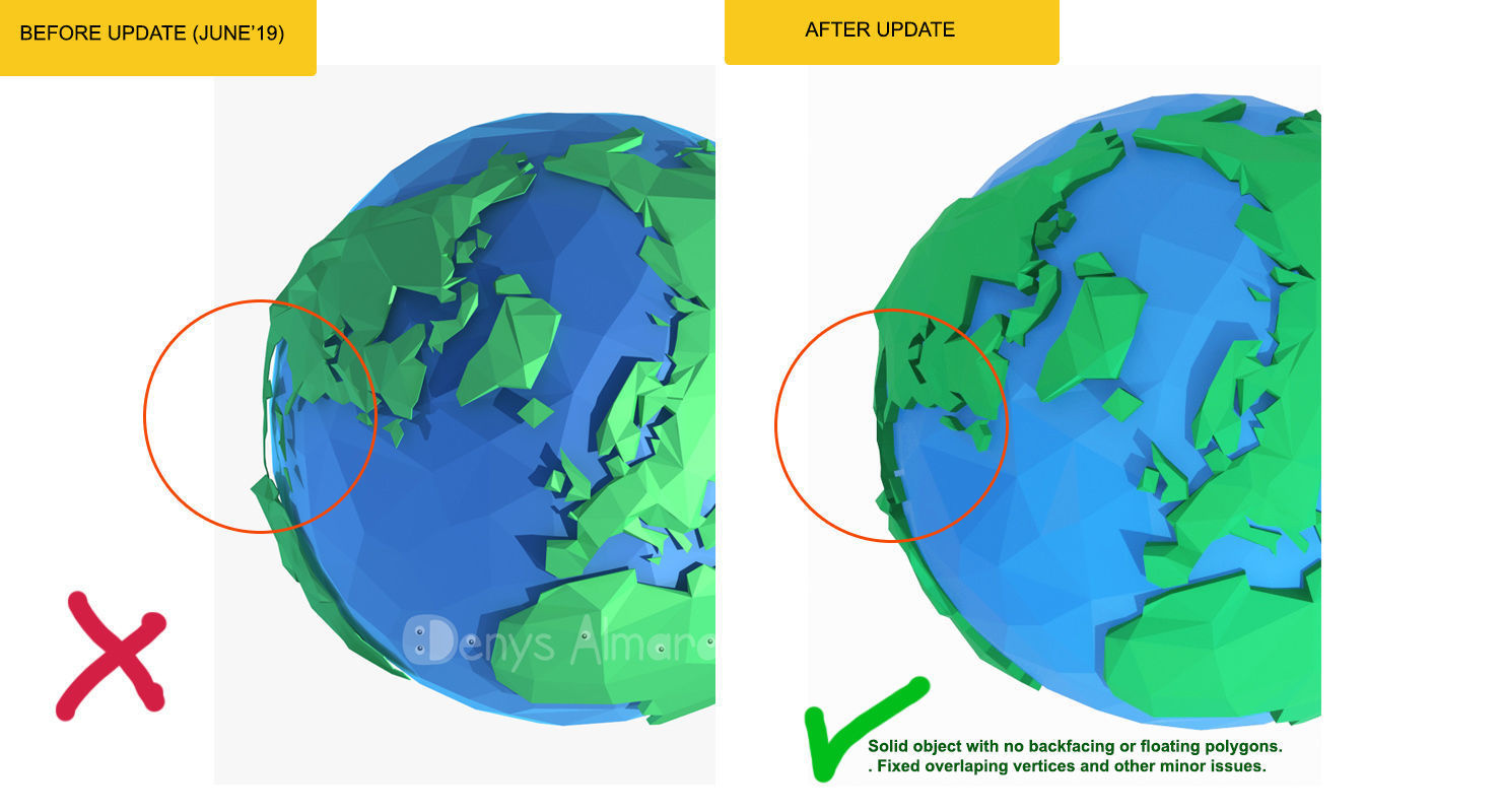 Planet Earth Low Poly Art Style  Low-poly 3D model_14