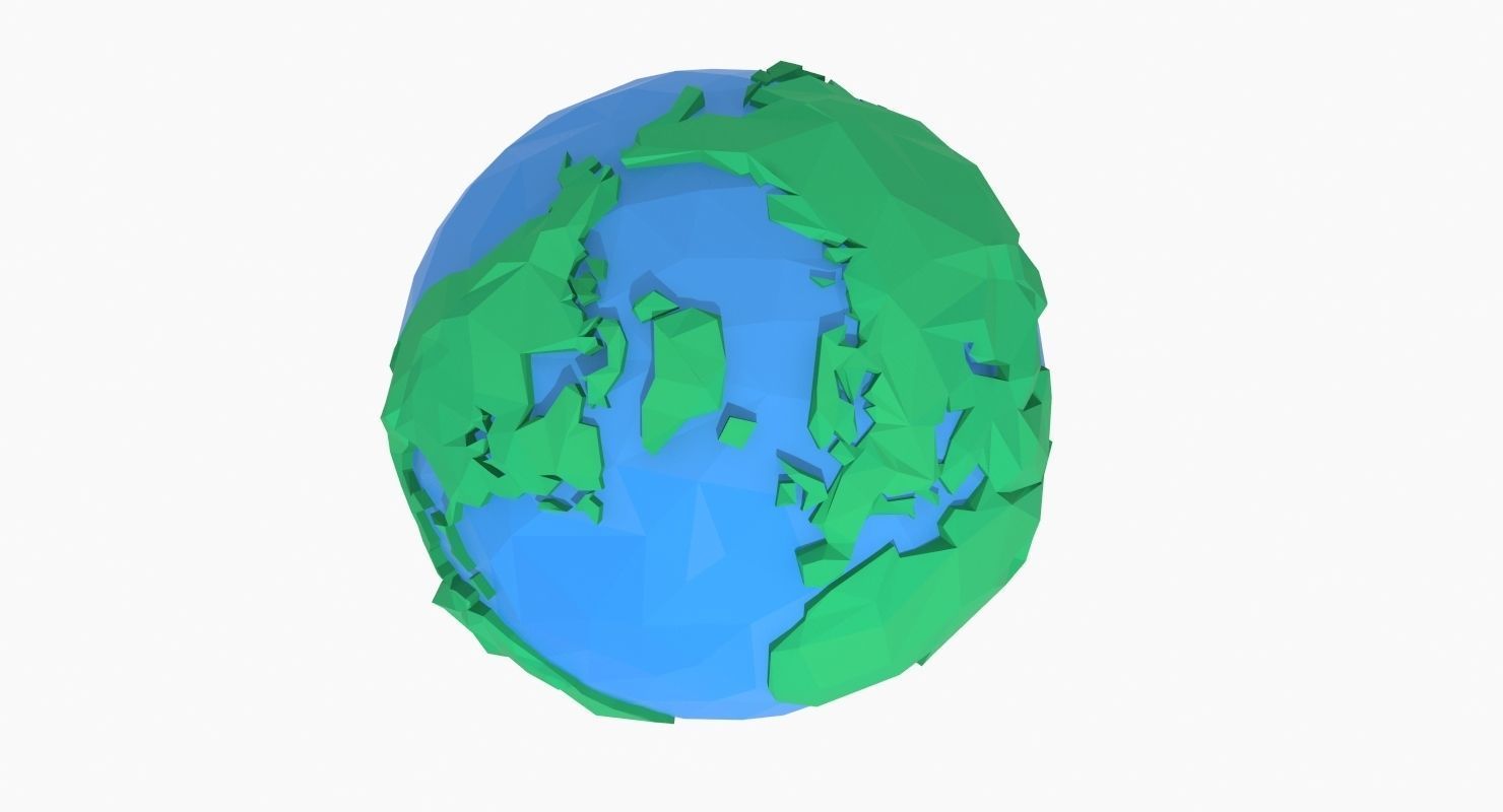 Planet Earth Low Poly Art Style  Low-poly 3D model_3