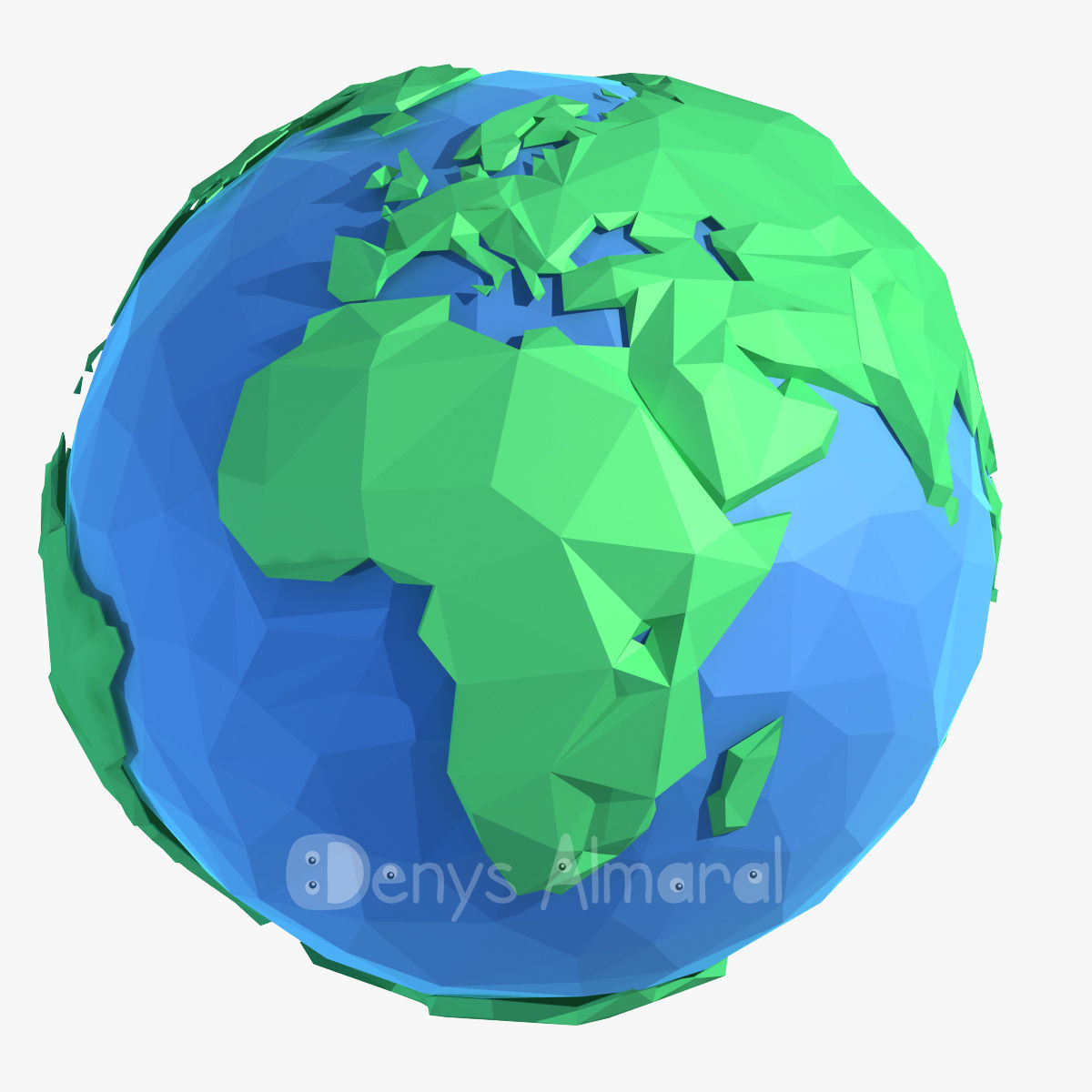 Planet Earth Low Poly Art Style  Low-poly 3D model_6