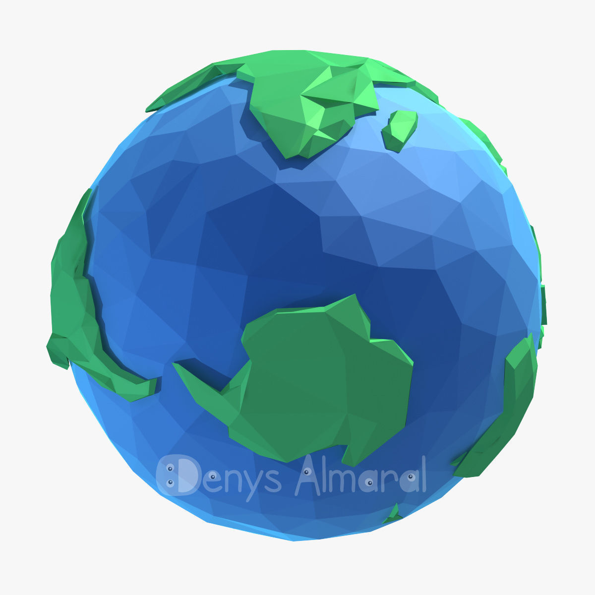 Planet Earth Low Poly Art Style  Low-poly 3D model_10