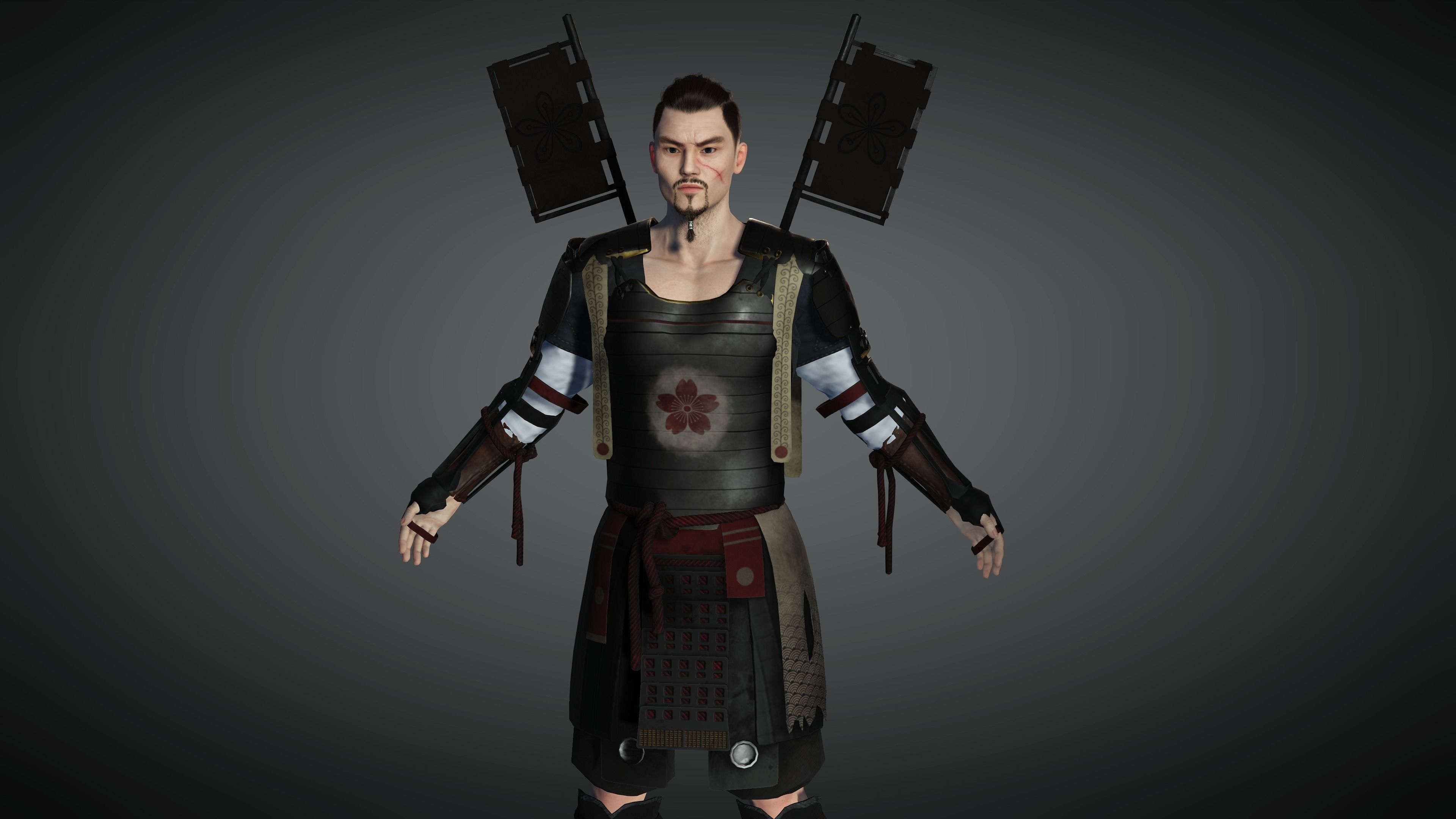 AAA Fantasy Male Character 09 The Japanese Warrior Low-poly 3D model_2