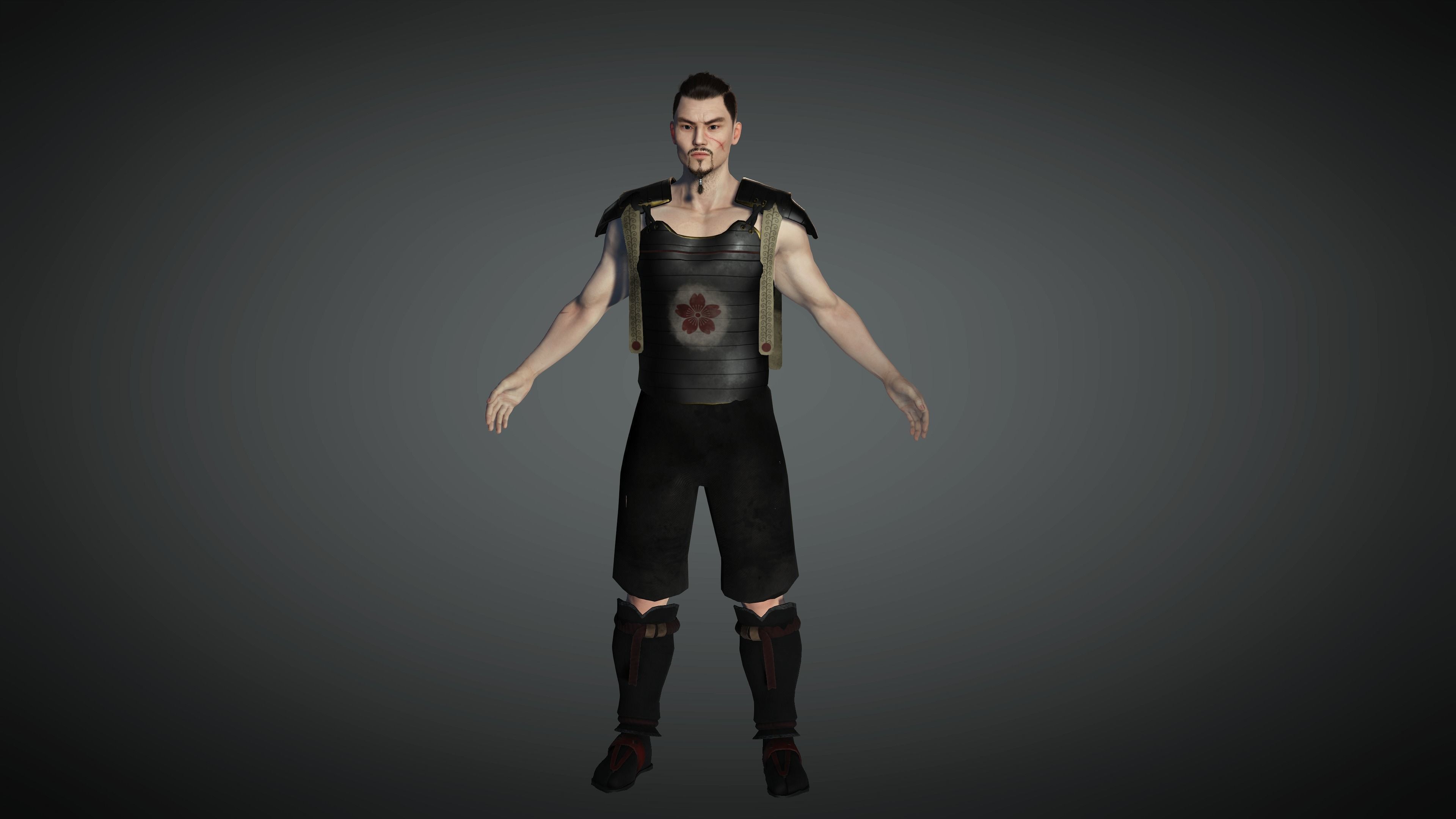 AAA Fantasy Male Character 09 The Japanese Warrior Low-poly 3D model_9