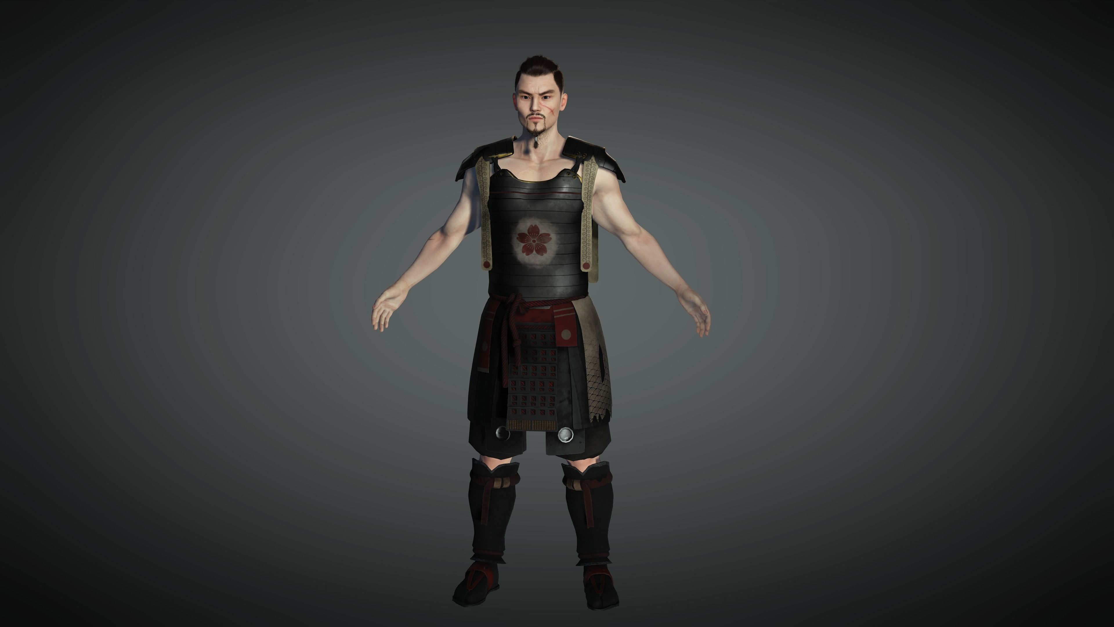 AAA Fantasy Male Character 09 The Japanese Warrior Low-poly 3D model_8