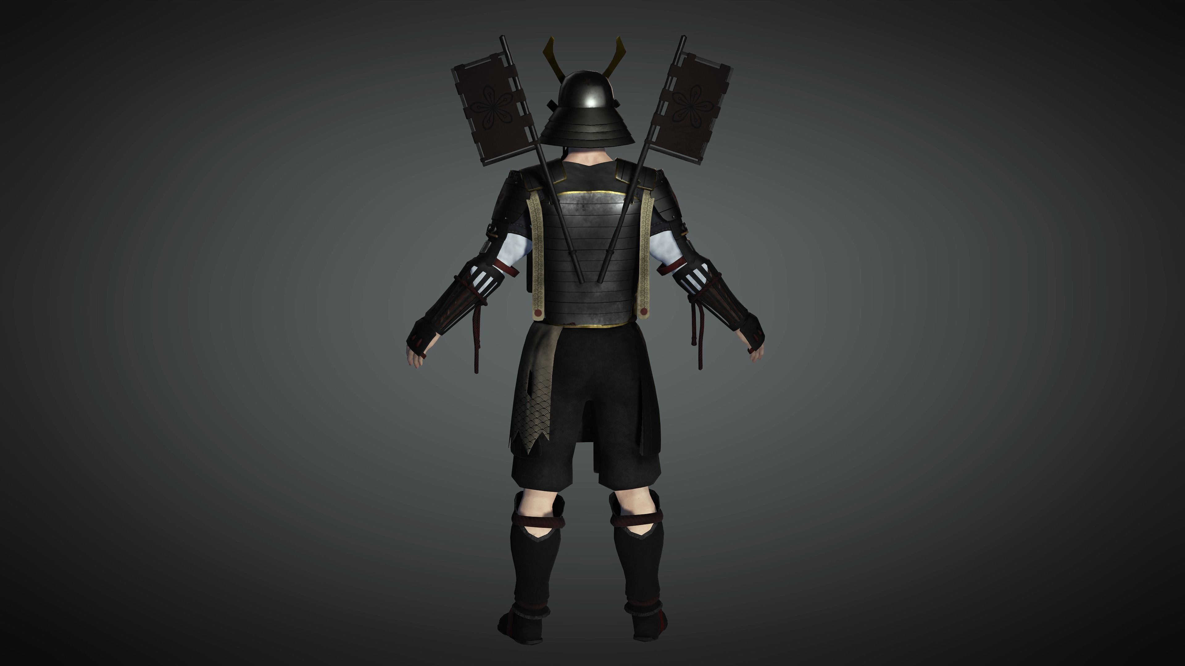 AAA Fantasy Male Character 09 The Japanese Warrior Low-poly 3D model_13