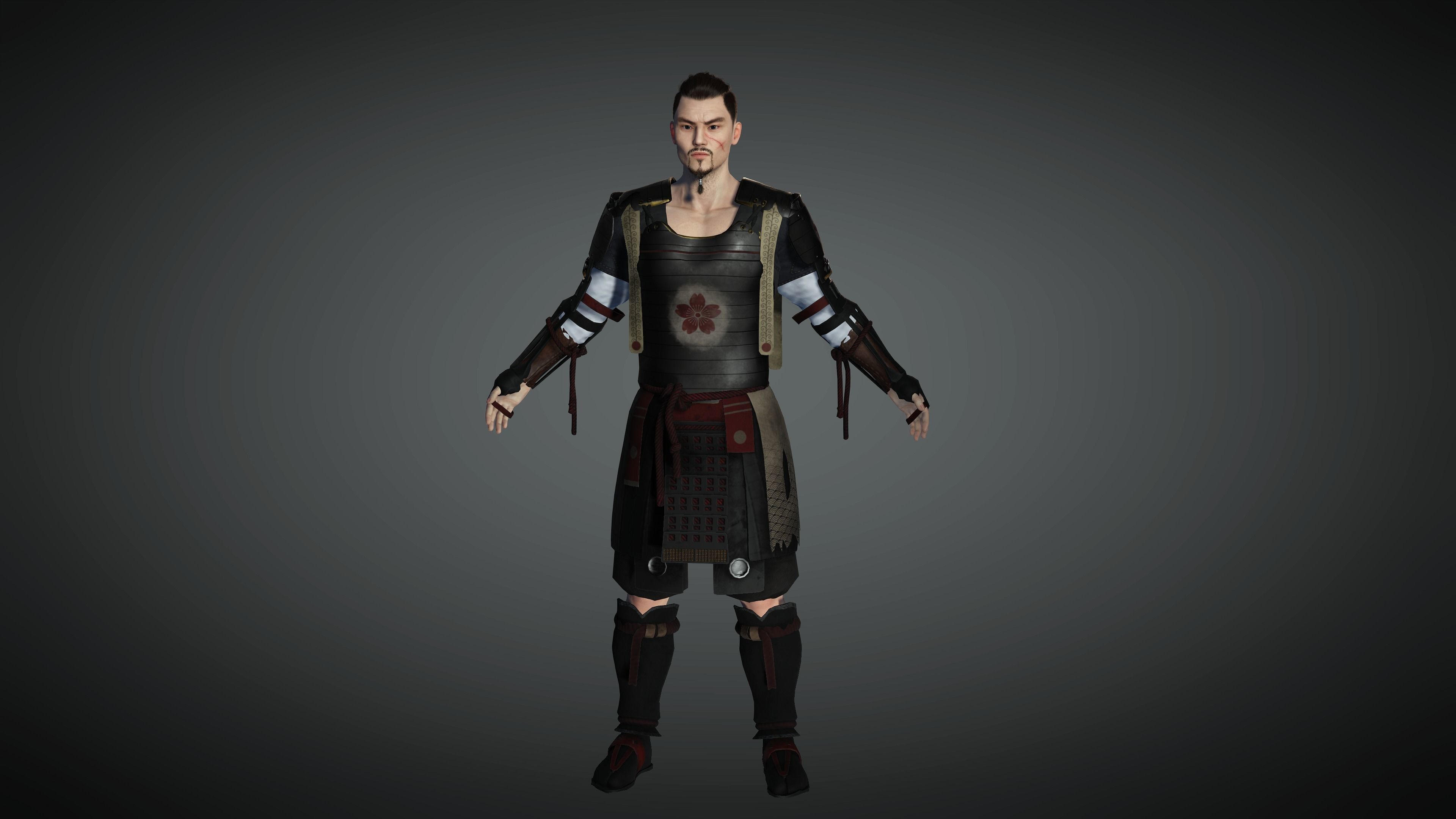 AAA Fantasy Male Character 09 The Japanese Warrior Low-poly 3D model_5