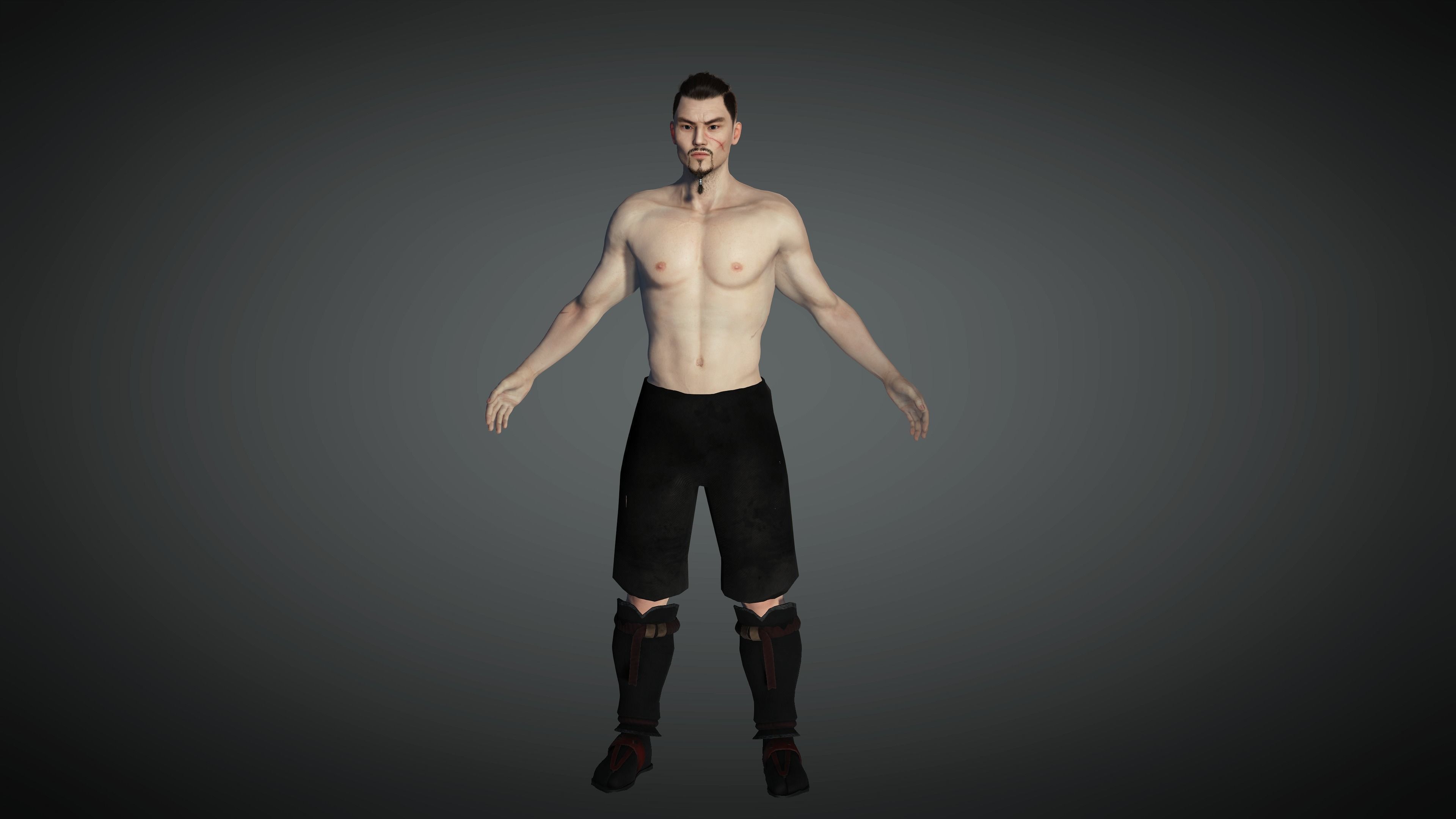 AAA Fantasy Male Character 09 The Japanese Warrior Low-poly 3D model_10