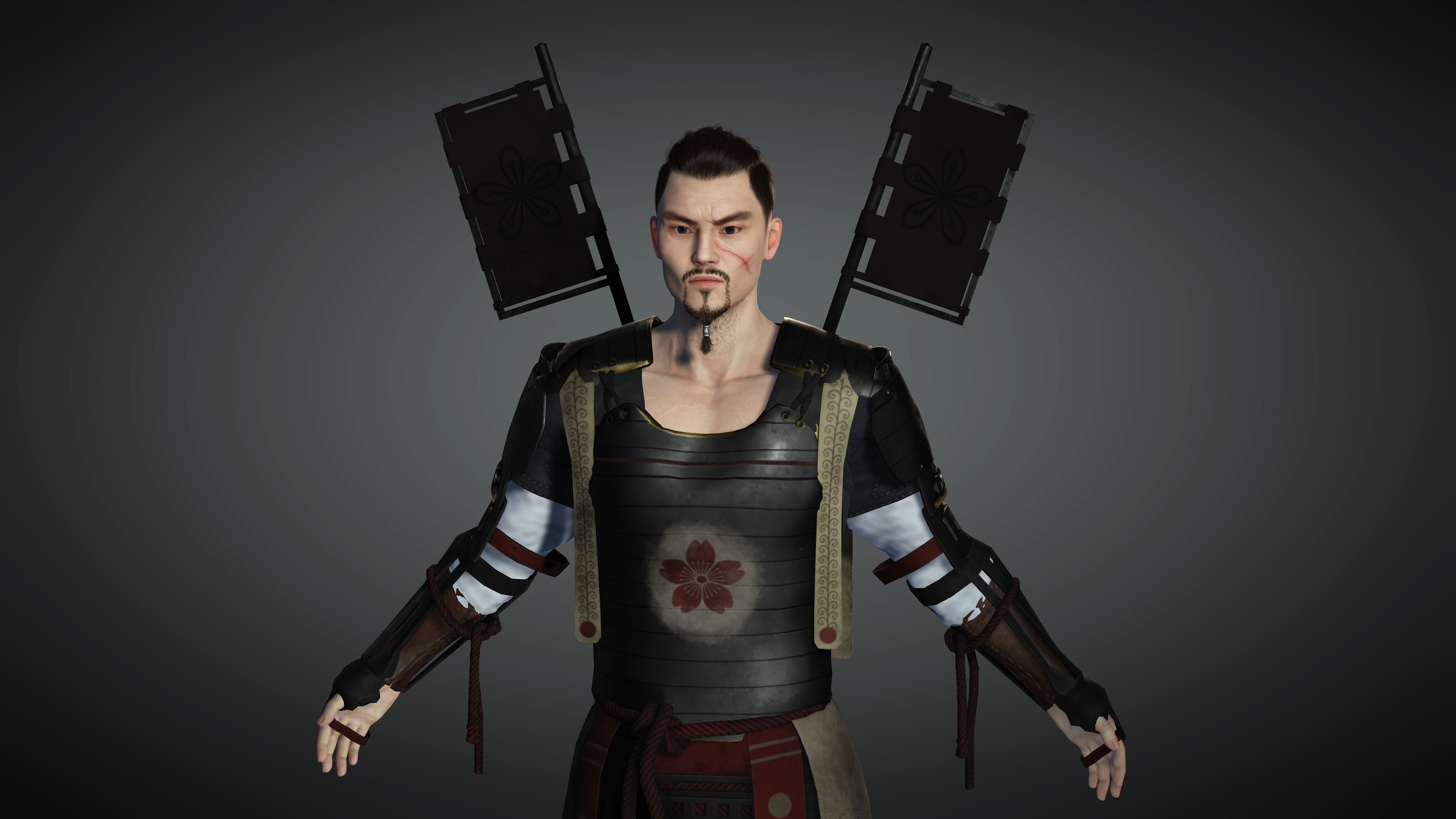 AAA Fantasy Male Character 09 The Japanese Warrior Low-poly 3D model_3