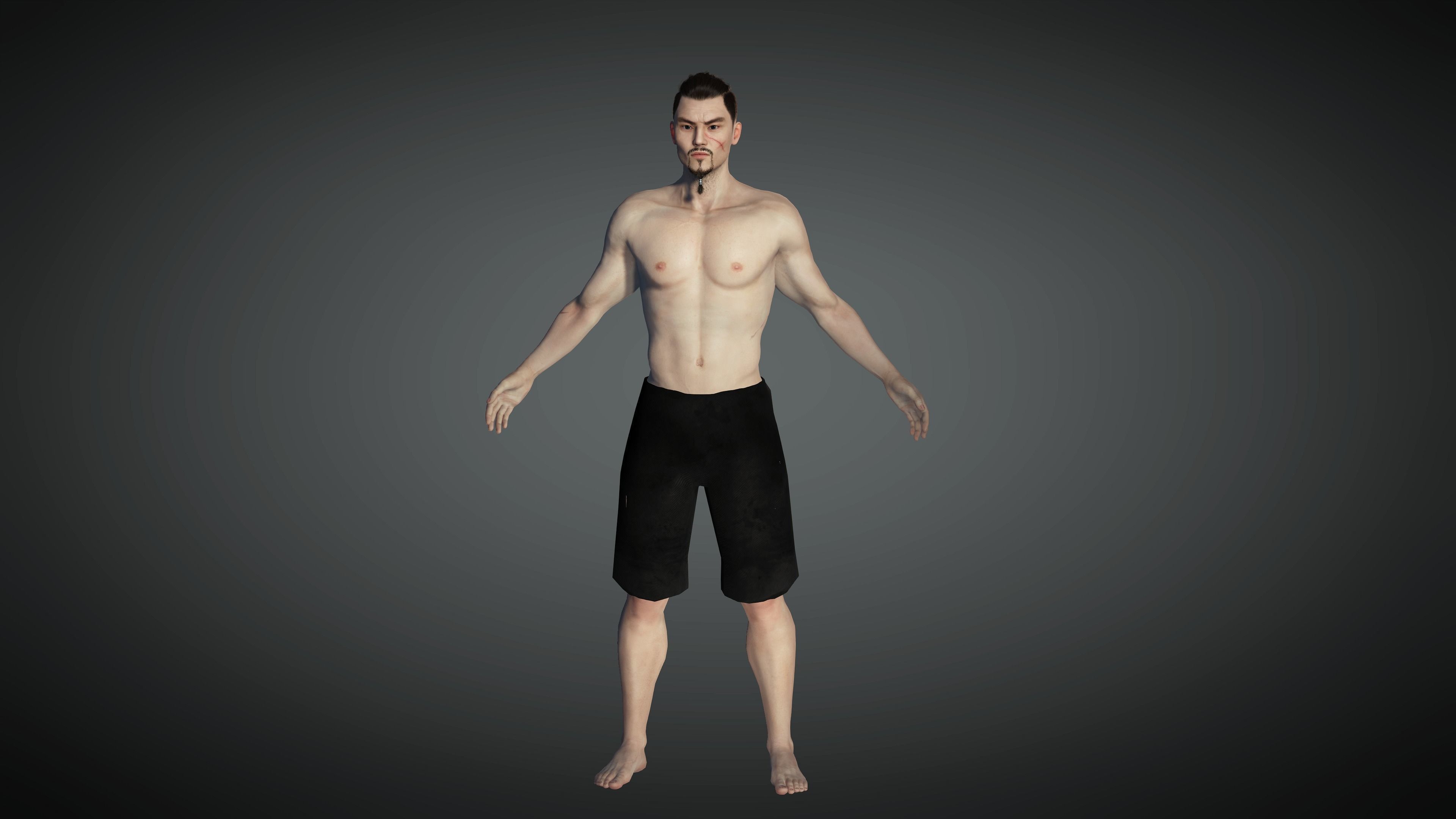 AAA Fantasy Male Character 09 The Japanese Warrior Low-poly 3D model_11