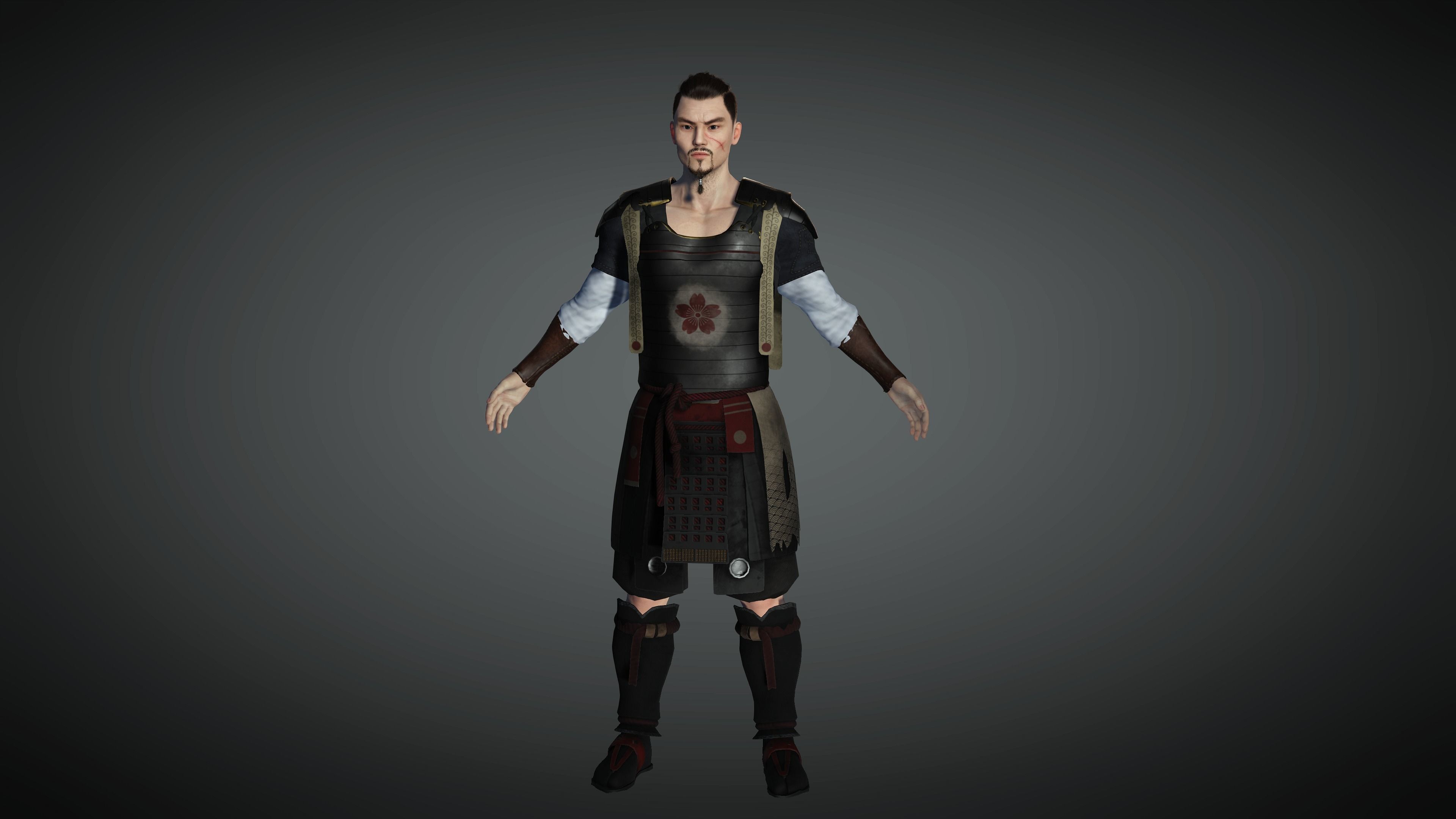 AAA Fantasy Male Character 09 The Japanese Warrior Low-poly 3D model_7