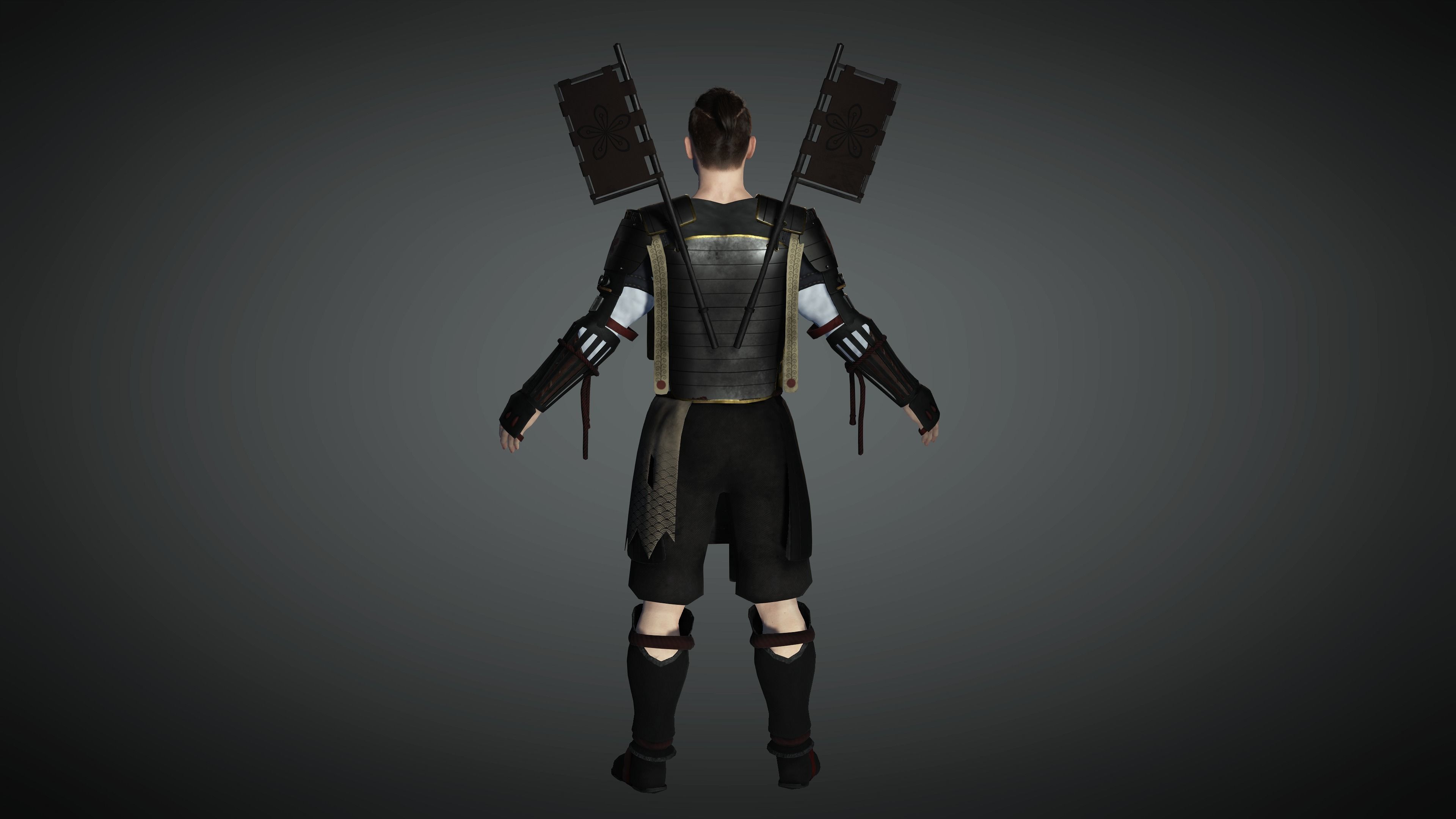AAA Fantasy Male Character 09 The Japanese Warrior Low-poly 3D model_14
