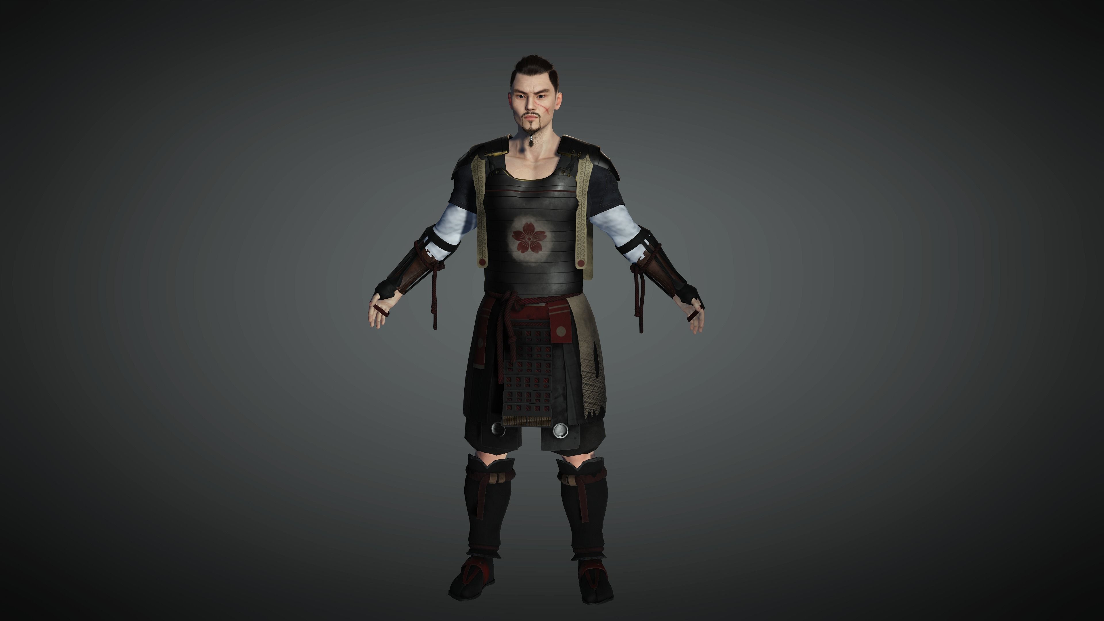 AAA Fantasy Male Character 09 The Japanese Warrior Low-poly 3D model_6
