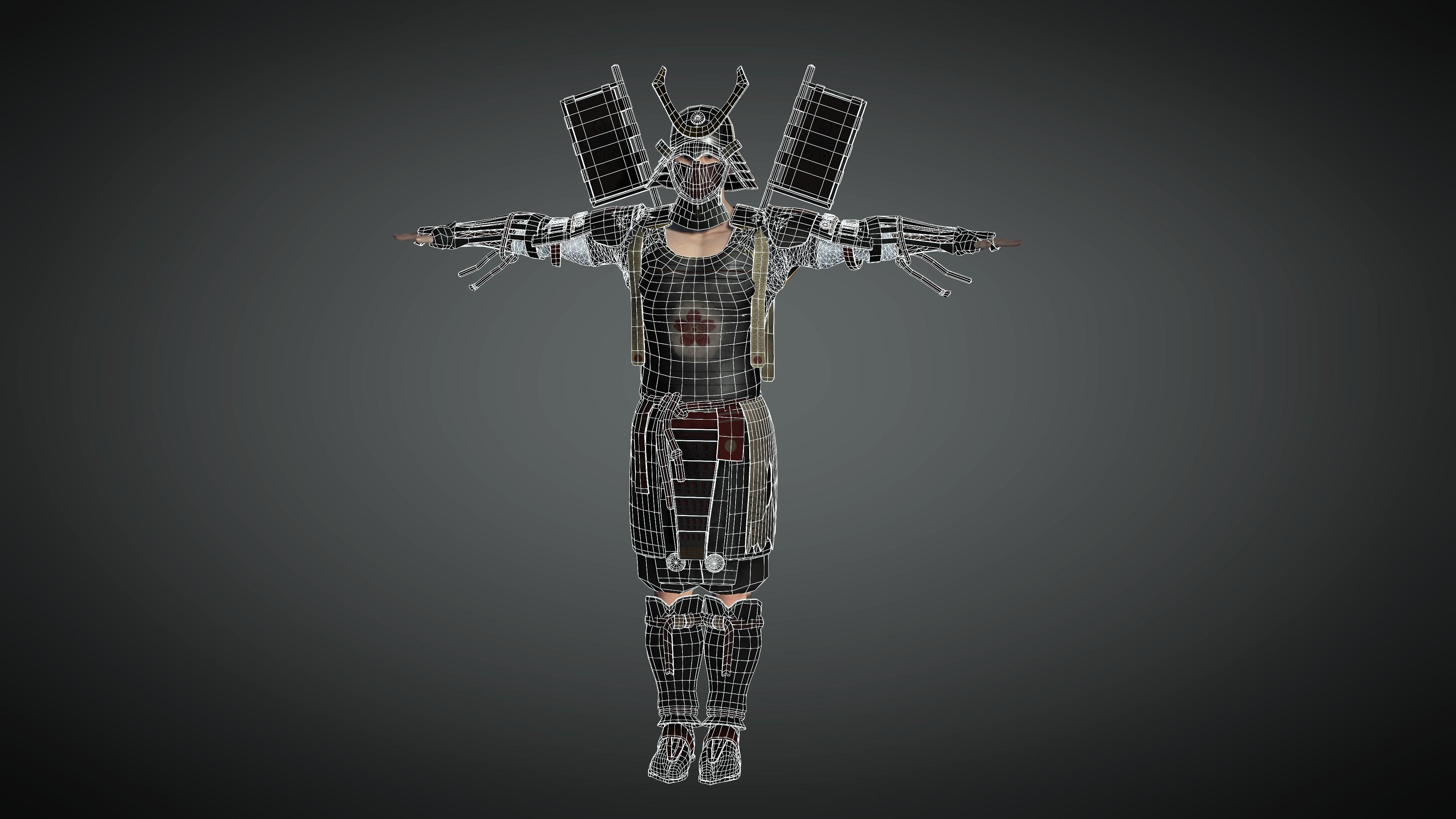 AAA Fantasy Male Character 09 The Japanese Warrior Low-poly 3D model_24