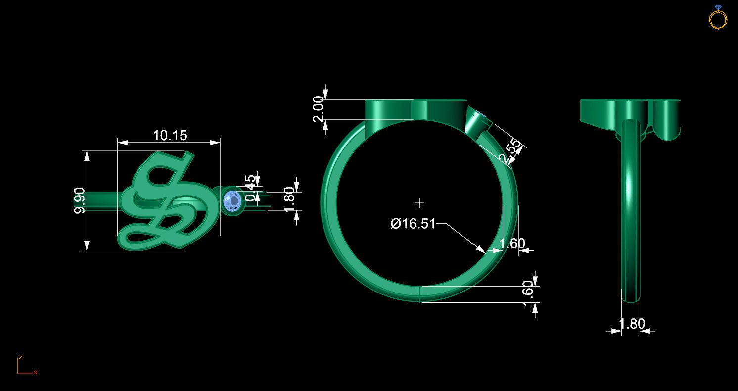 - Old English font ring S 3D print model_11
