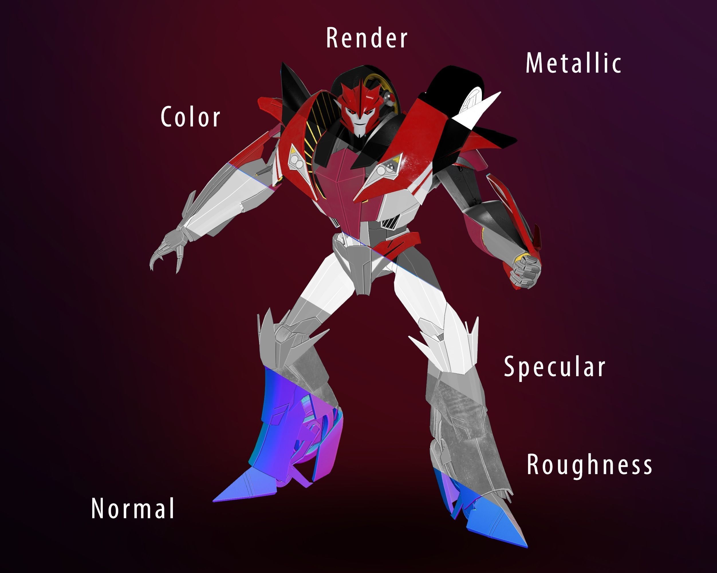  Knockout Transformers Prime Character Rig Low-poly 3D model_10