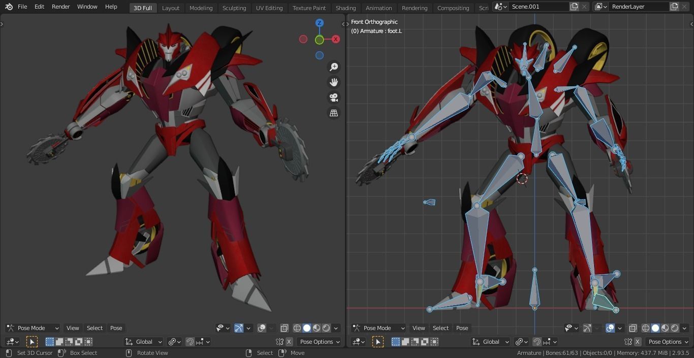  Knockout Transformers Prime Character Rig Low-poly 3D model_11