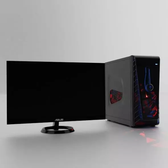 Gaming Computer and Monitor ASUS 3D model_0