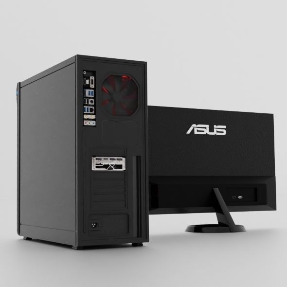 Gaming Computer and Monitor ASUS 3D model_1