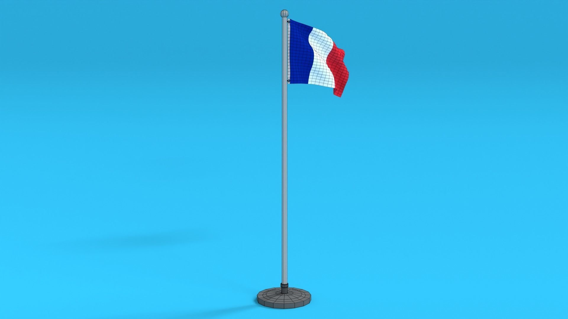 Low Poly Seamless Animated France Flag Low-poly 3D model_16