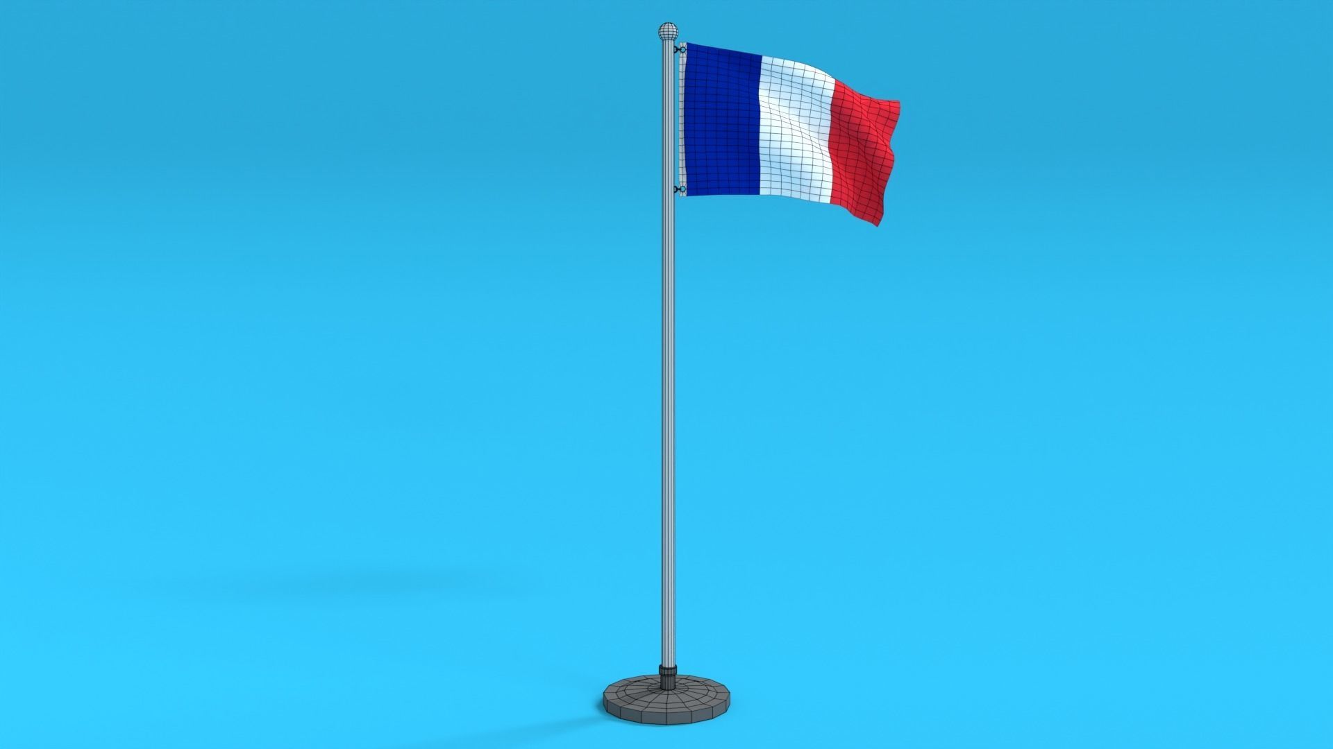 Low Poly Seamless Animated France Flag Low-poly 3D model_9