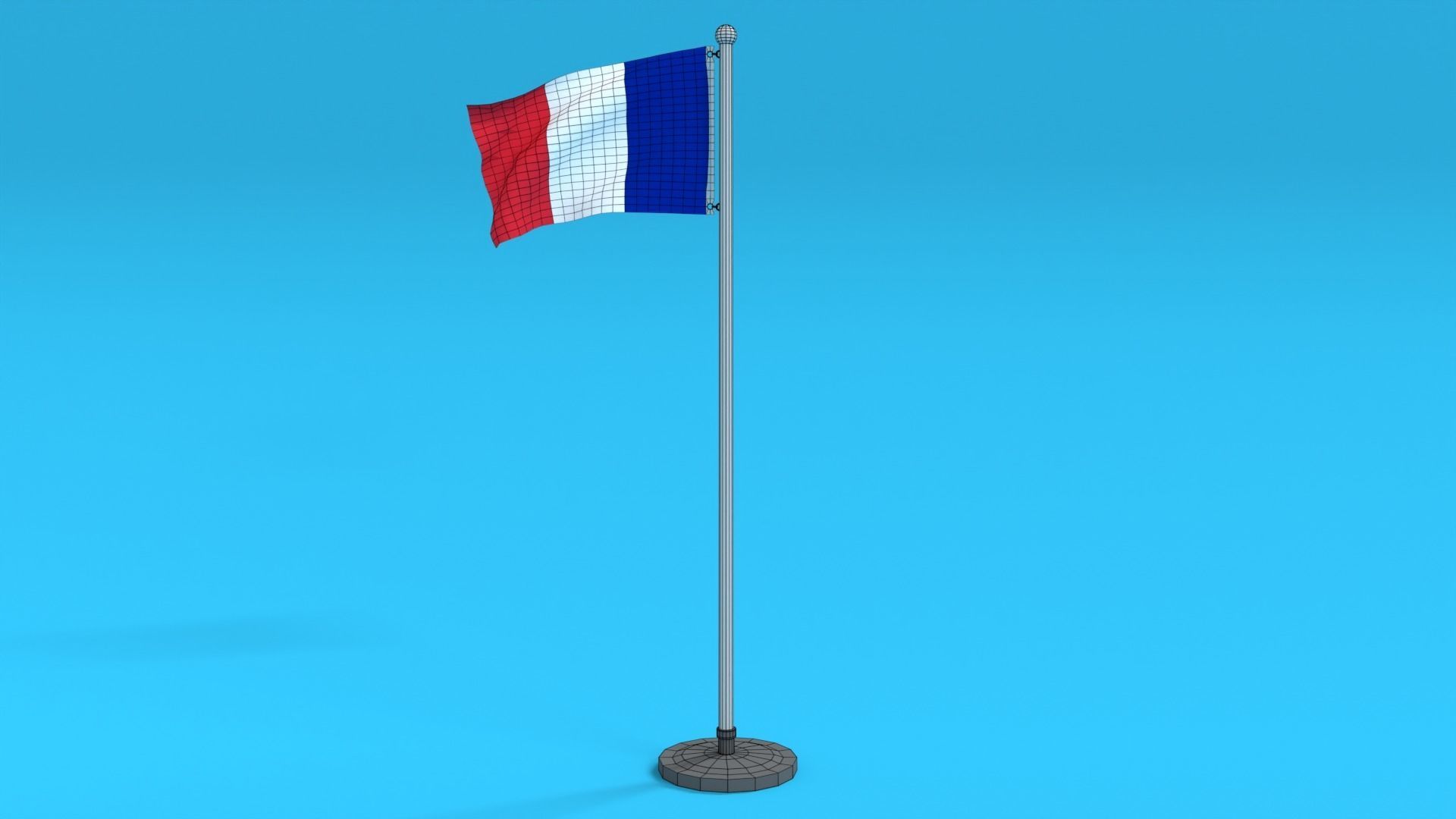 Low Poly Seamless Animated France Flag Low-poly 3D model_13