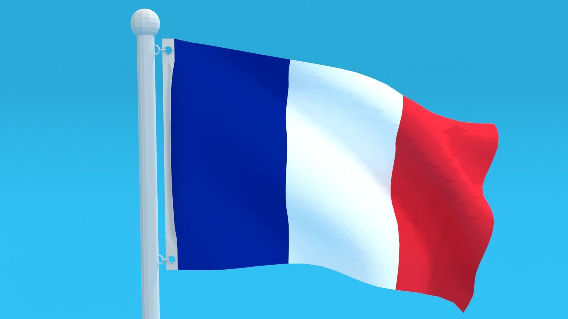Low Poly Seamless Animated France Flag Low-poly 3D model_8