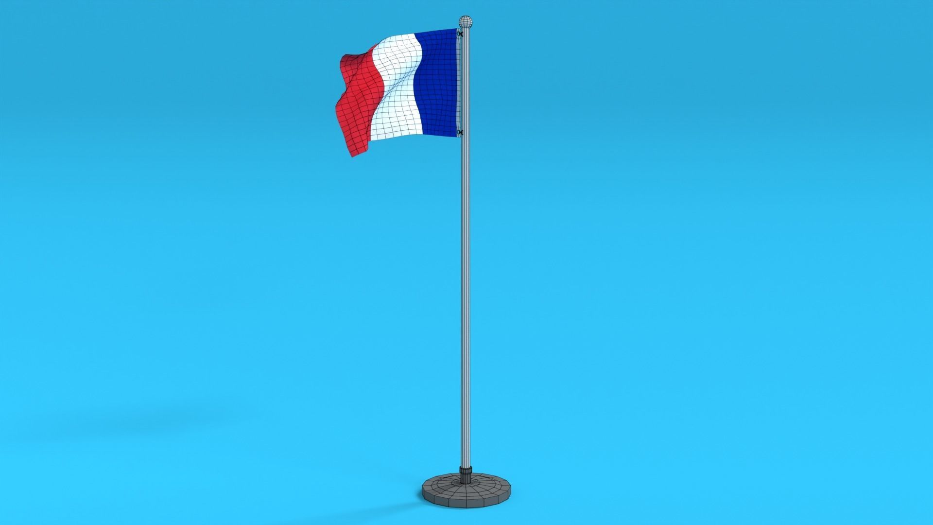 Low Poly Seamless Animated France Flag Low-poly 3D model_12