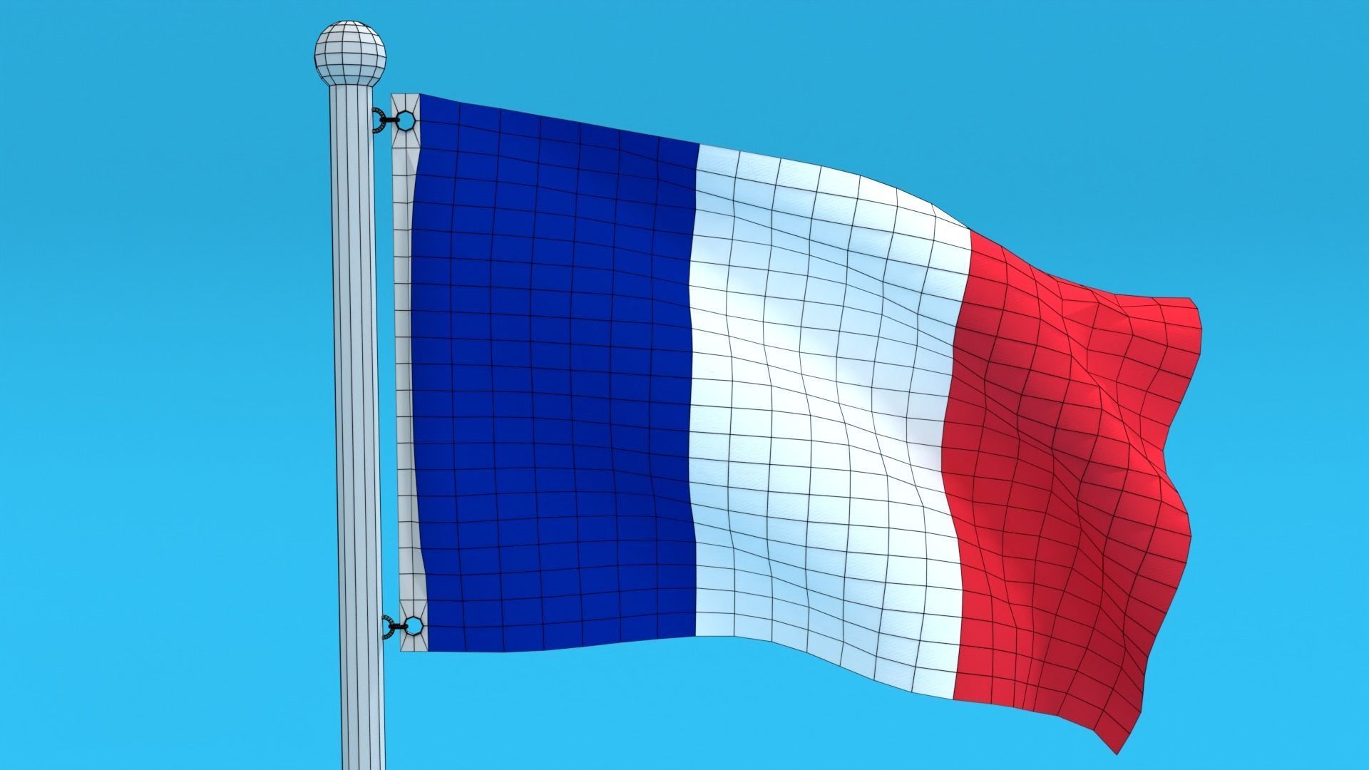 Low Poly Seamless Animated France Flag Low-poly 3D model_17