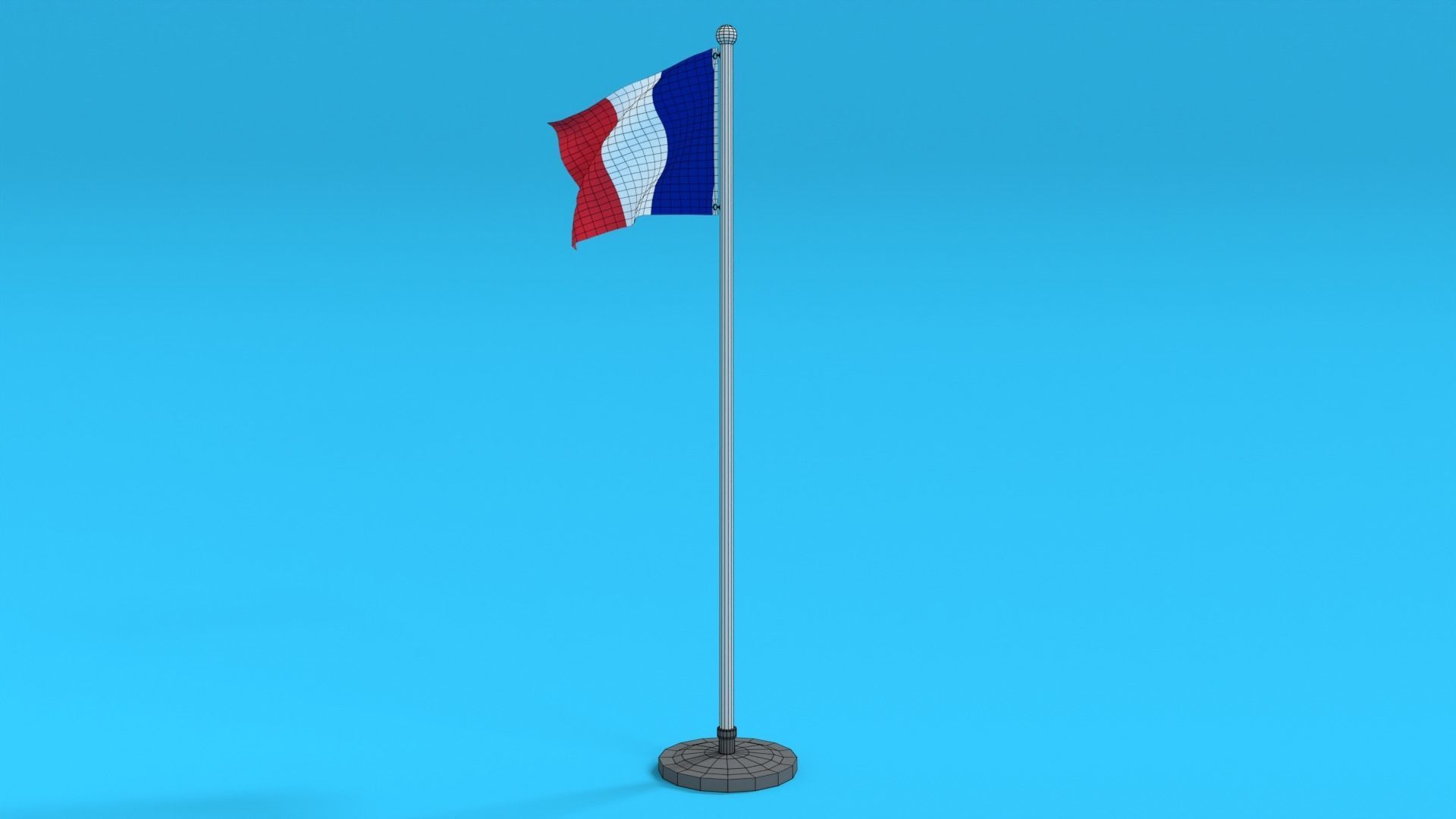 Low Poly Seamless Animated France Flag Low-poly 3D model_14