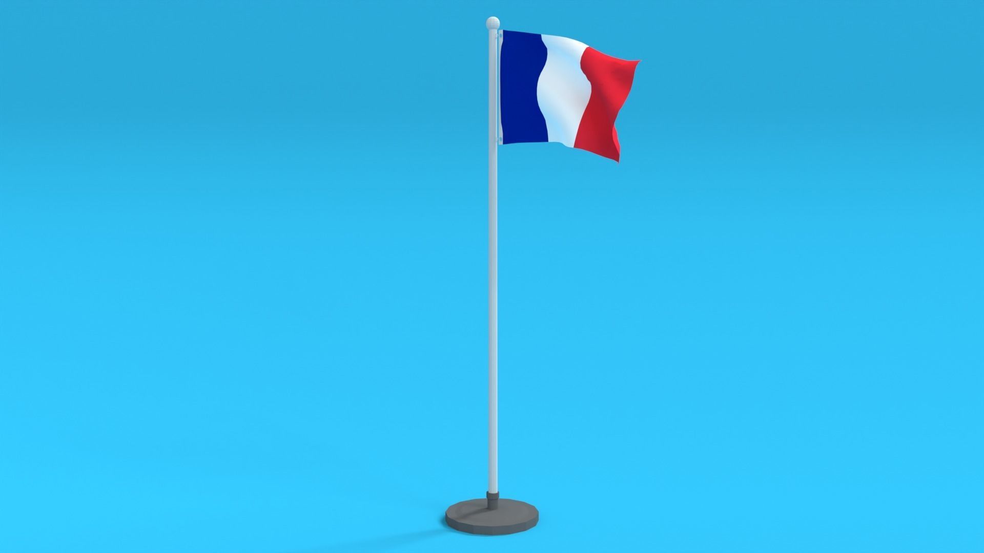 Low Poly Seamless Animated France Flag Low-poly 3D model_1