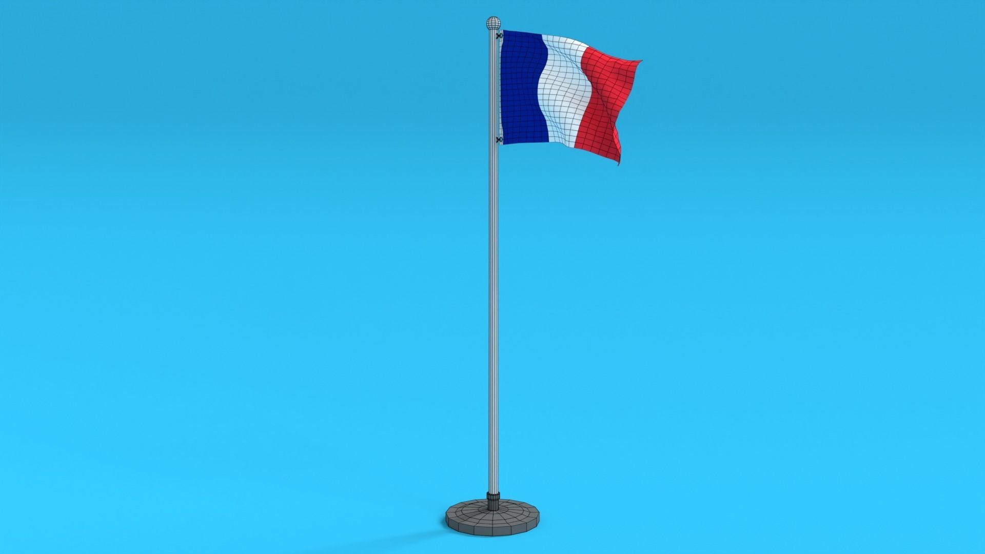 Low Poly Seamless Animated France Flag Low-poly 3D model_10