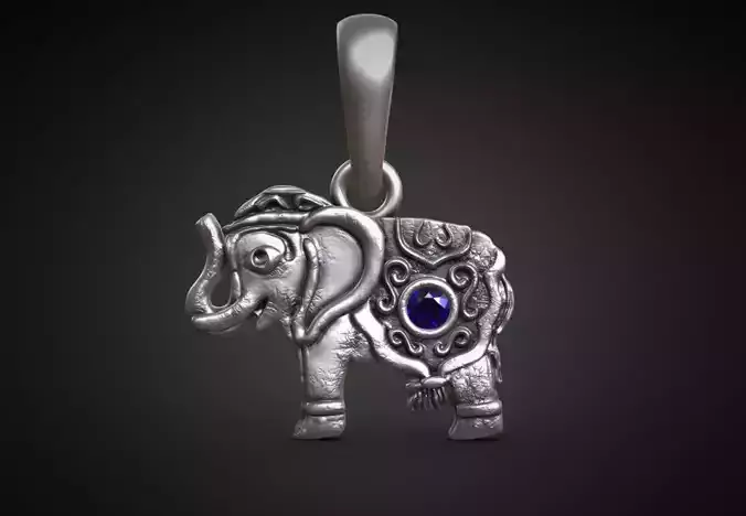 Elephant indian pendant brooch Free 3D print model