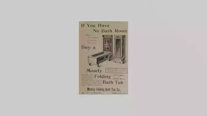 1899 Mosley Folding Bathtub Ad Low-poly 3D model