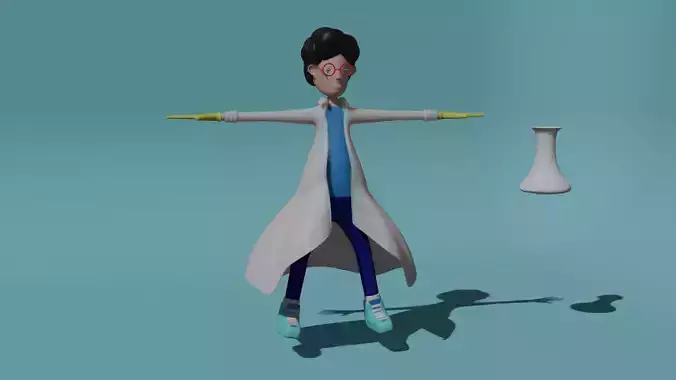 Scientist cartoon character in lab coat