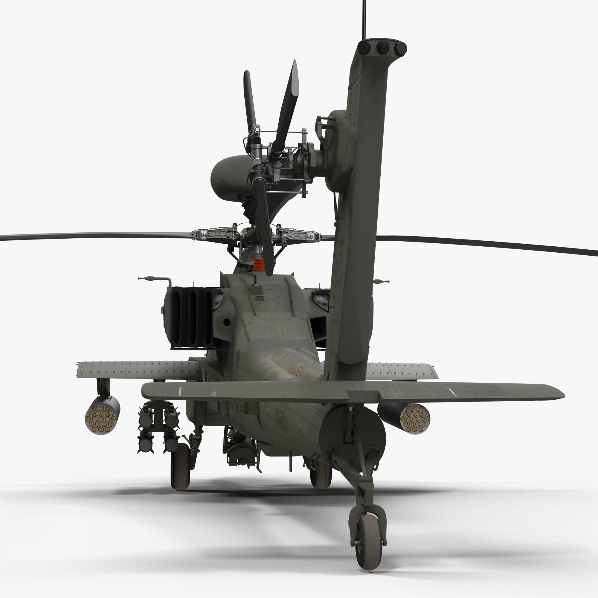 AH64E Apache Longbow Helicopter Green Hard Used 3D model_10