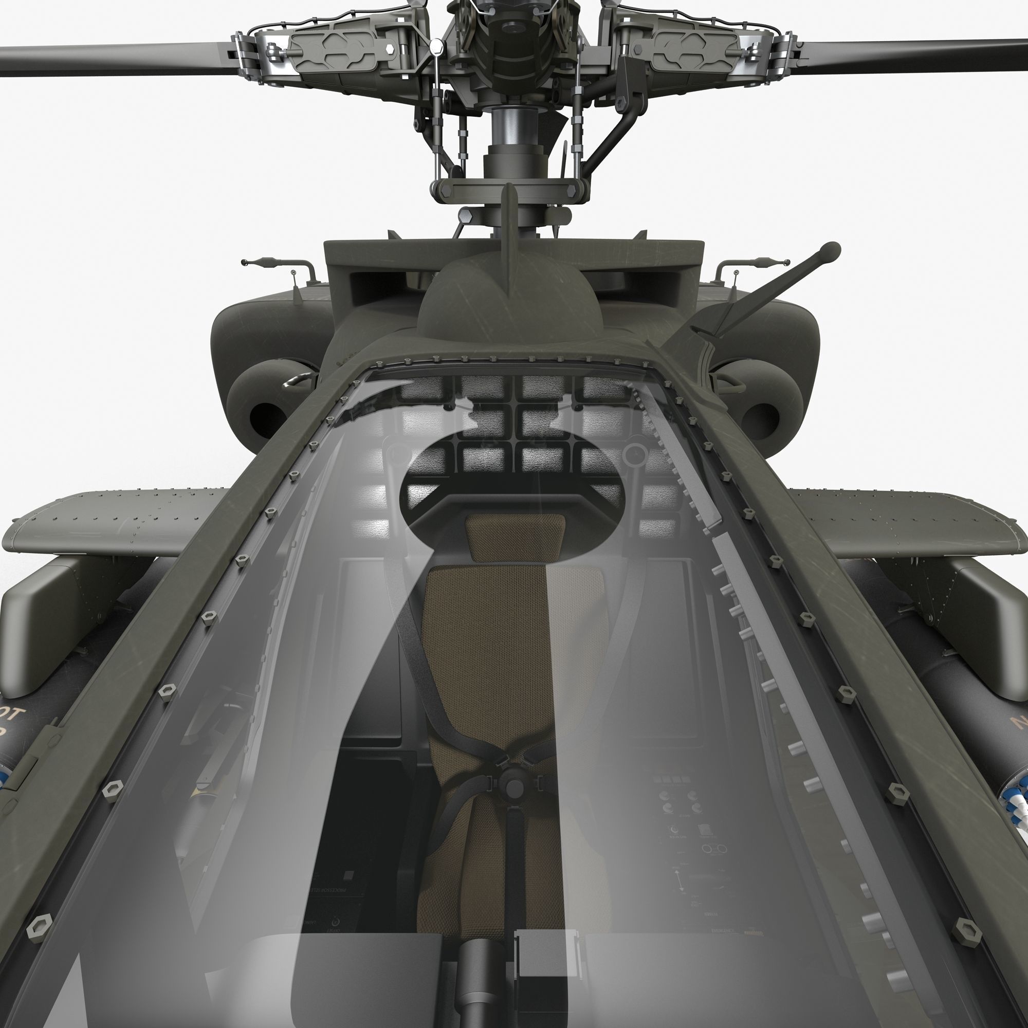 AH64E Apache Longbow Helicopter Green Hard Used 3D model_14