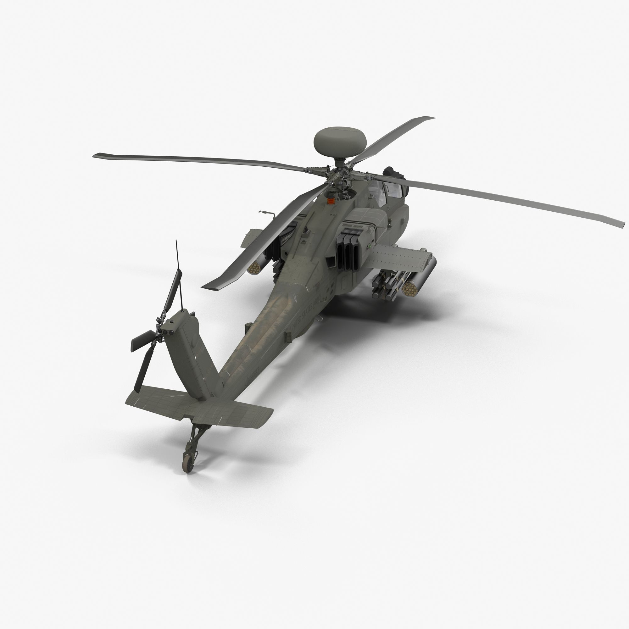AH64E Apache Longbow Helicopter Green Hard Used 3D model_9