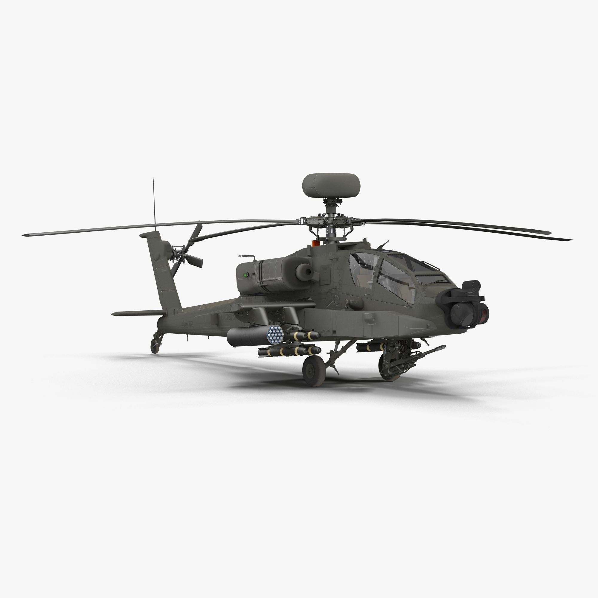 AH64E Apache Longbow Helicopter Green Hard Used 3D model_6