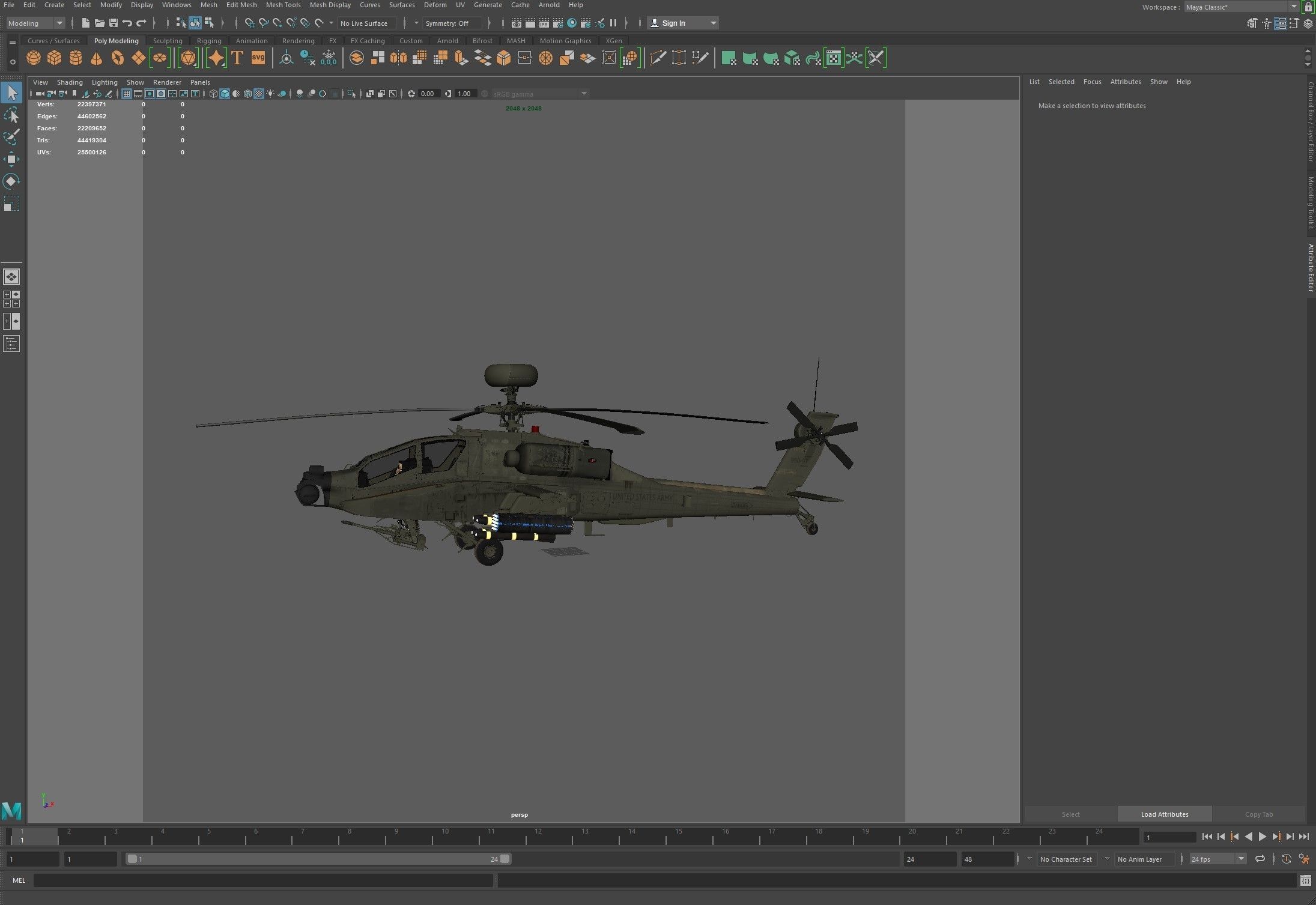 AH64E Apache Longbow Helicopter Green Hard Used 3D model_24