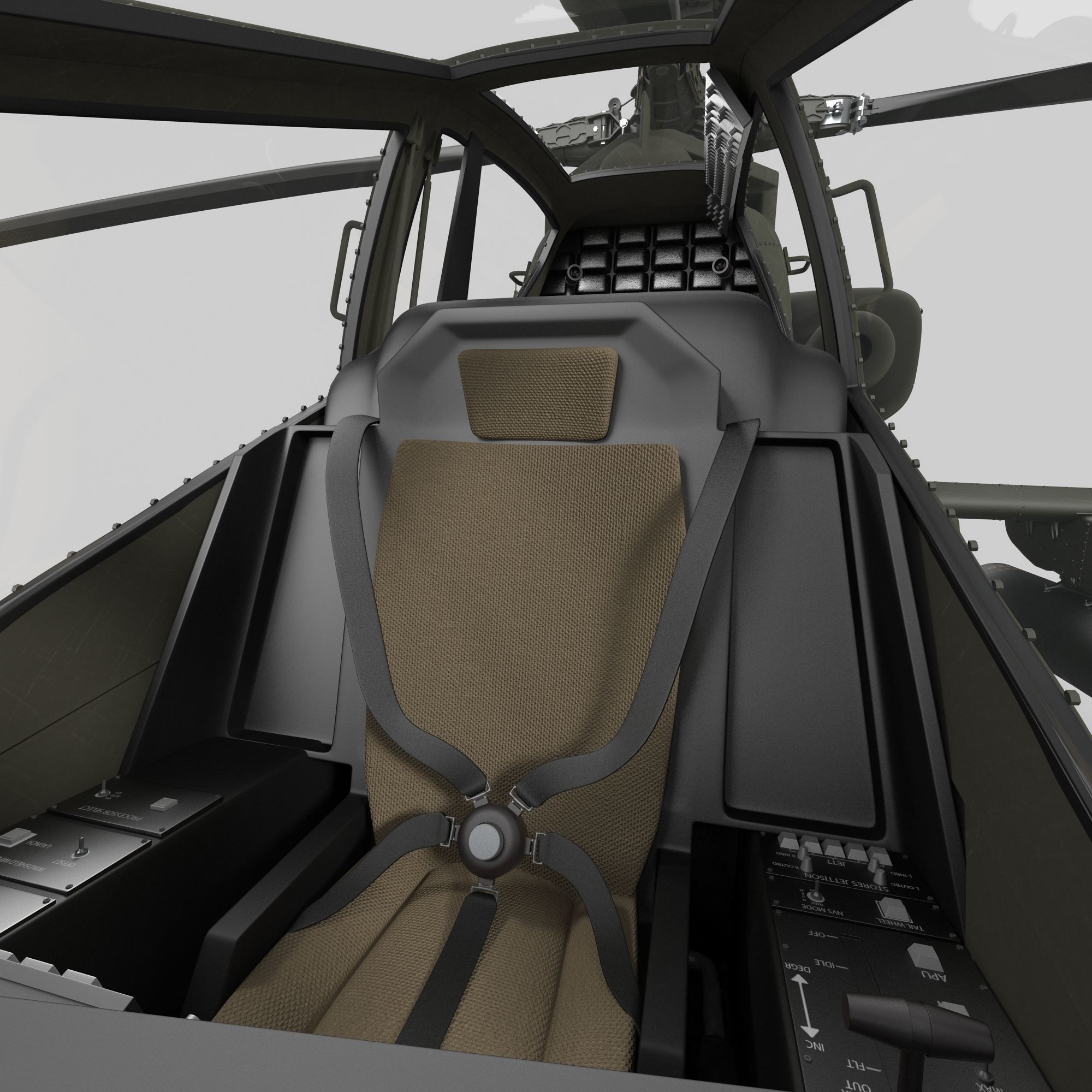 AH64E Apache Longbow Helicopter Green Hard Used 3D model_13