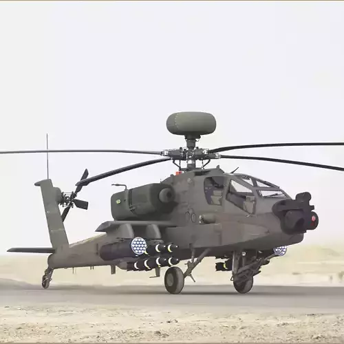 AH64E Apache Longbow Helicopter Green Hard Used 3D model