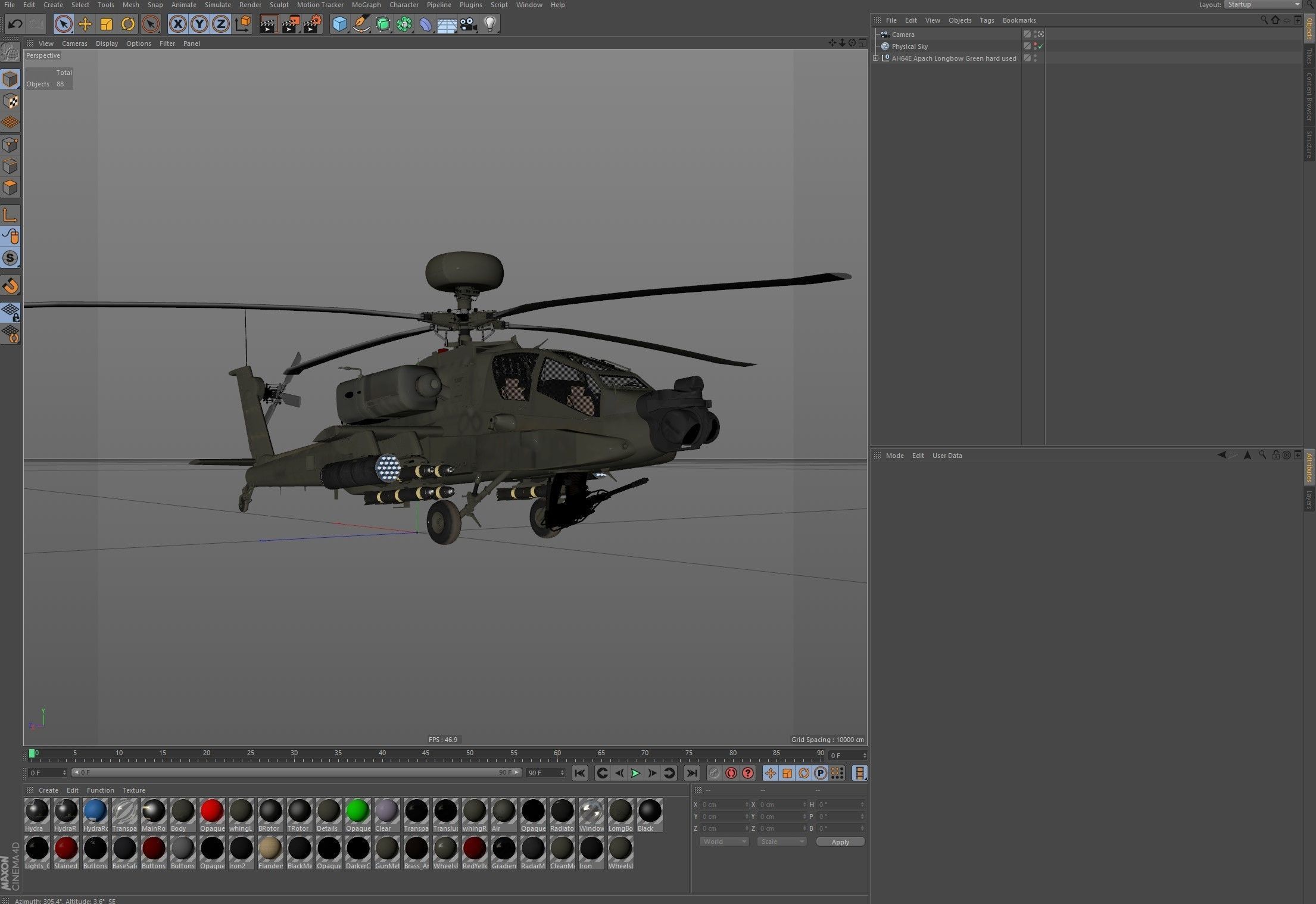 AH64E Apache Longbow Helicopter Green Hard Used 3D model_25