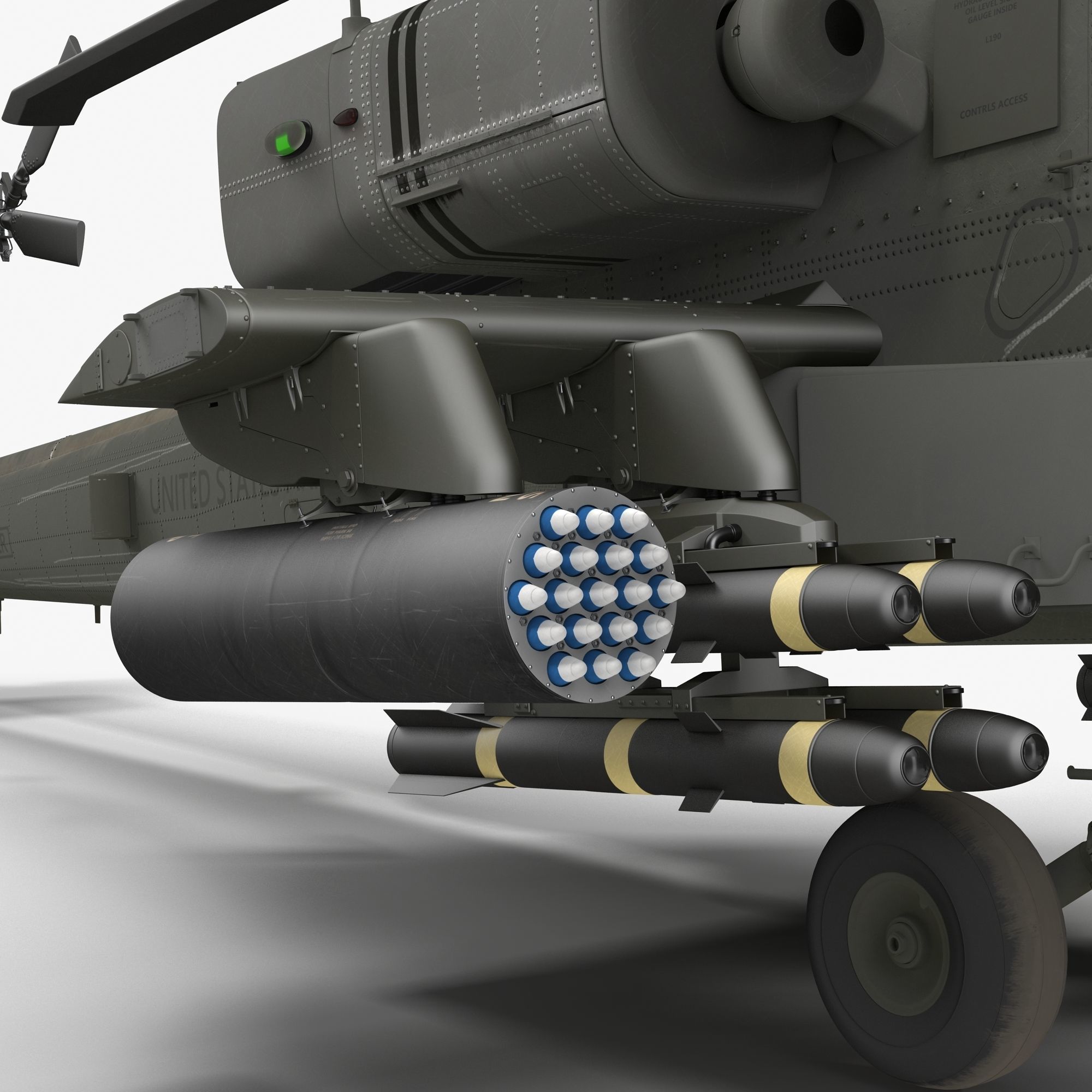AH64E Apache Longbow Helicopter Green Hard Used 3D model_15